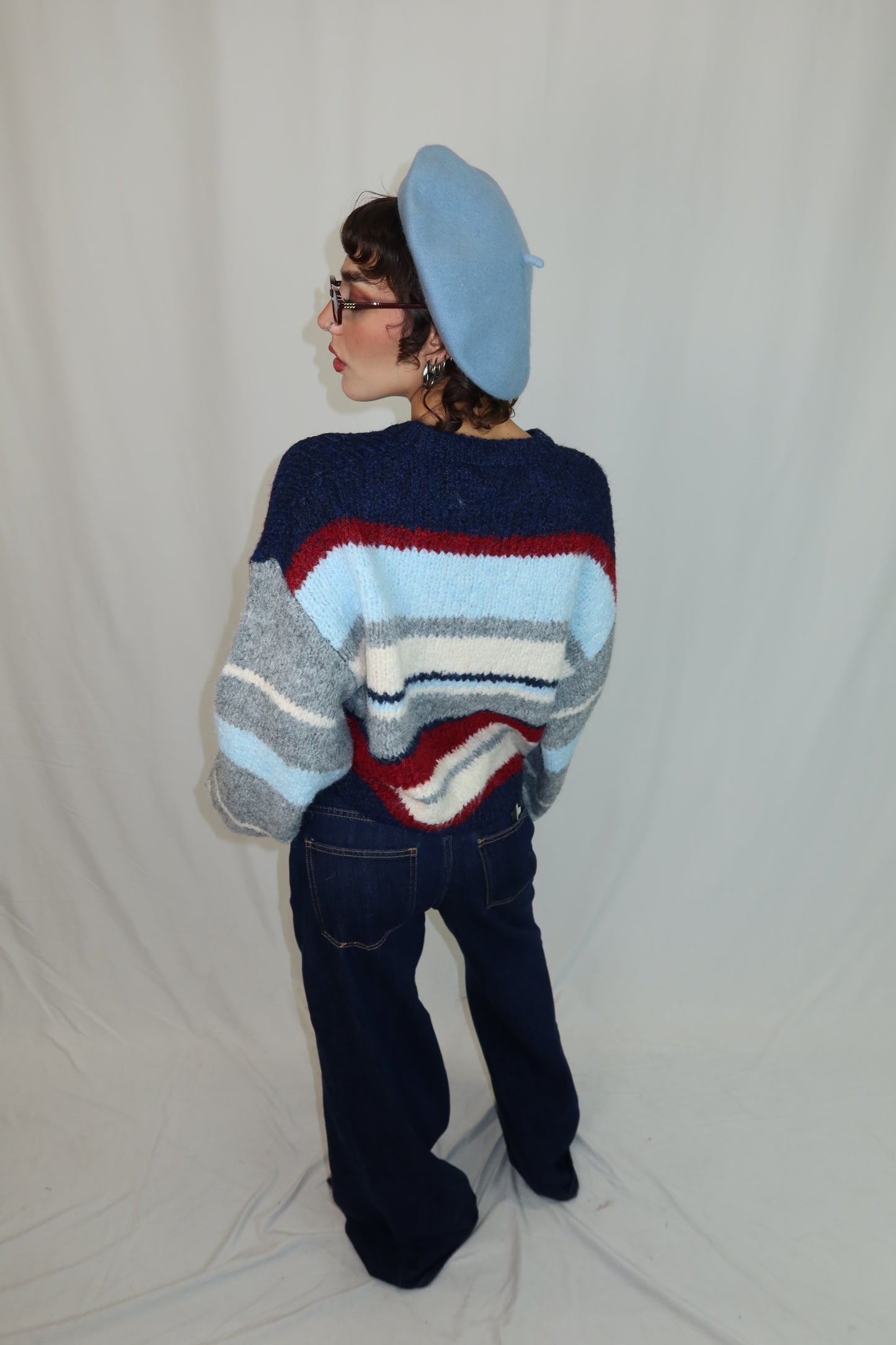 MAGLIONE “STRIPE” BLU