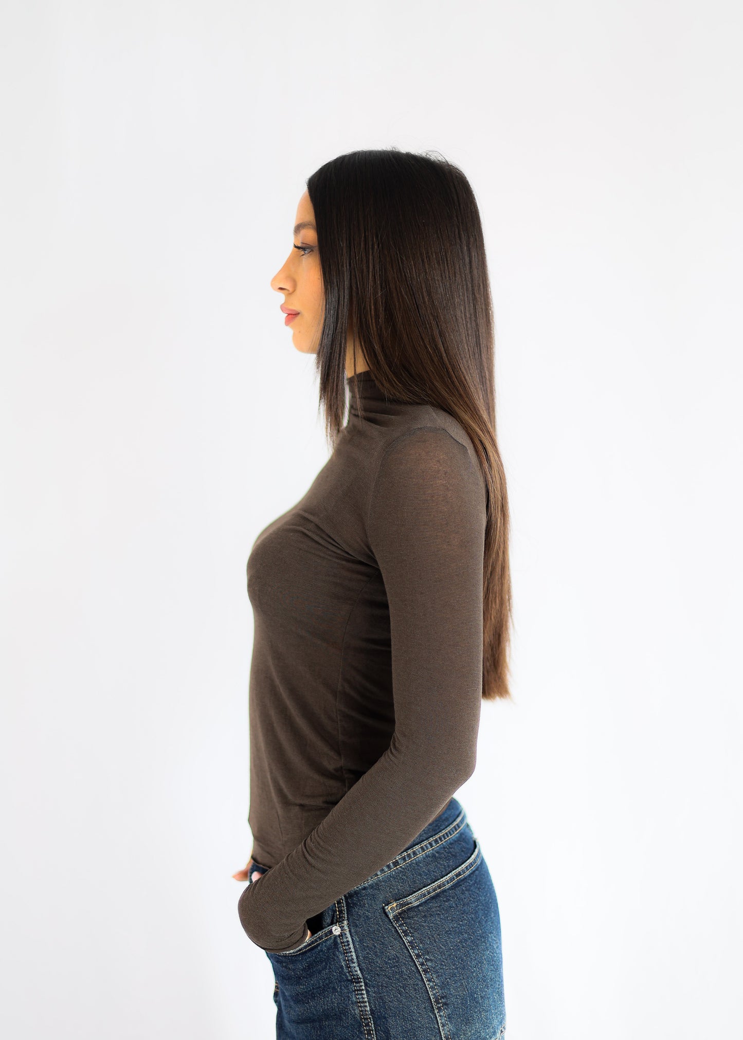 MAGLIA BASICA CACHEMIRE - ESSENTIAL SKIN - BROWN