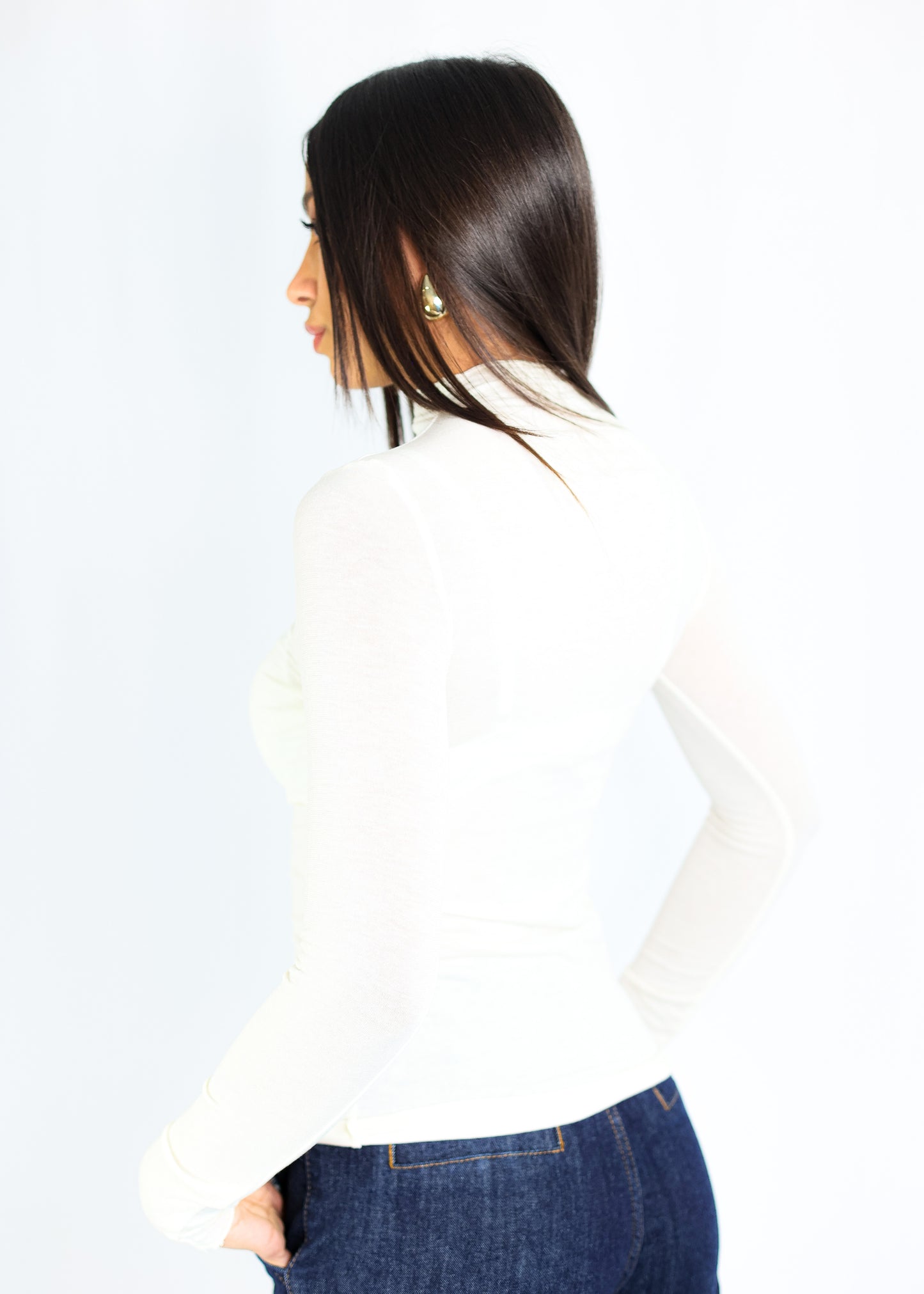 MAGLIA BASICA CACHEMIRE - ESSENTIAL SKIN - WHITE CREAM