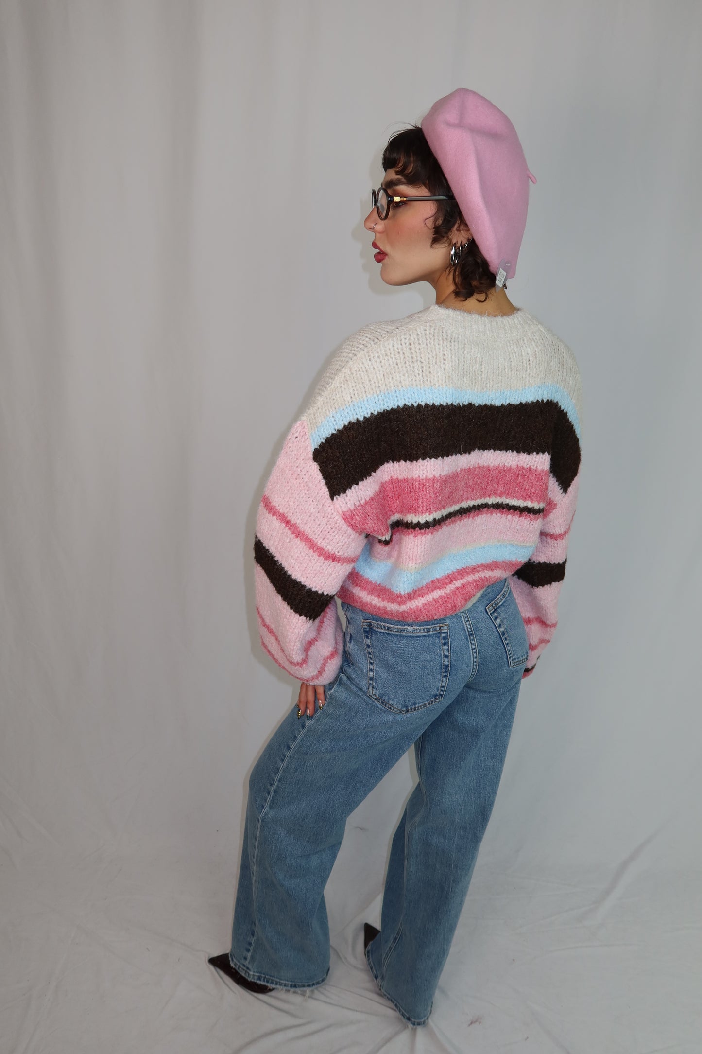 MAGLIONE “STRIPE” ROSA