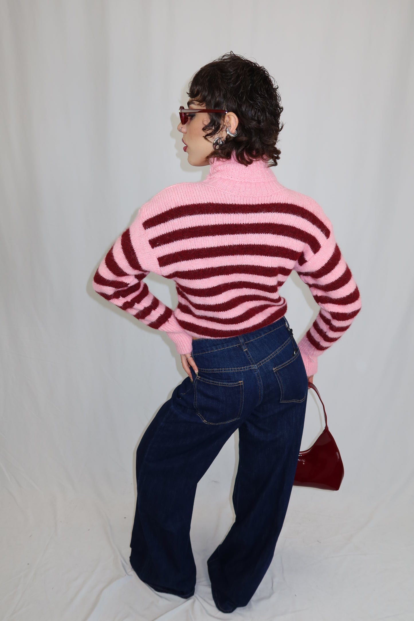 MAGLIONE CORTO COLLO ALTO- CANDY STRIPE