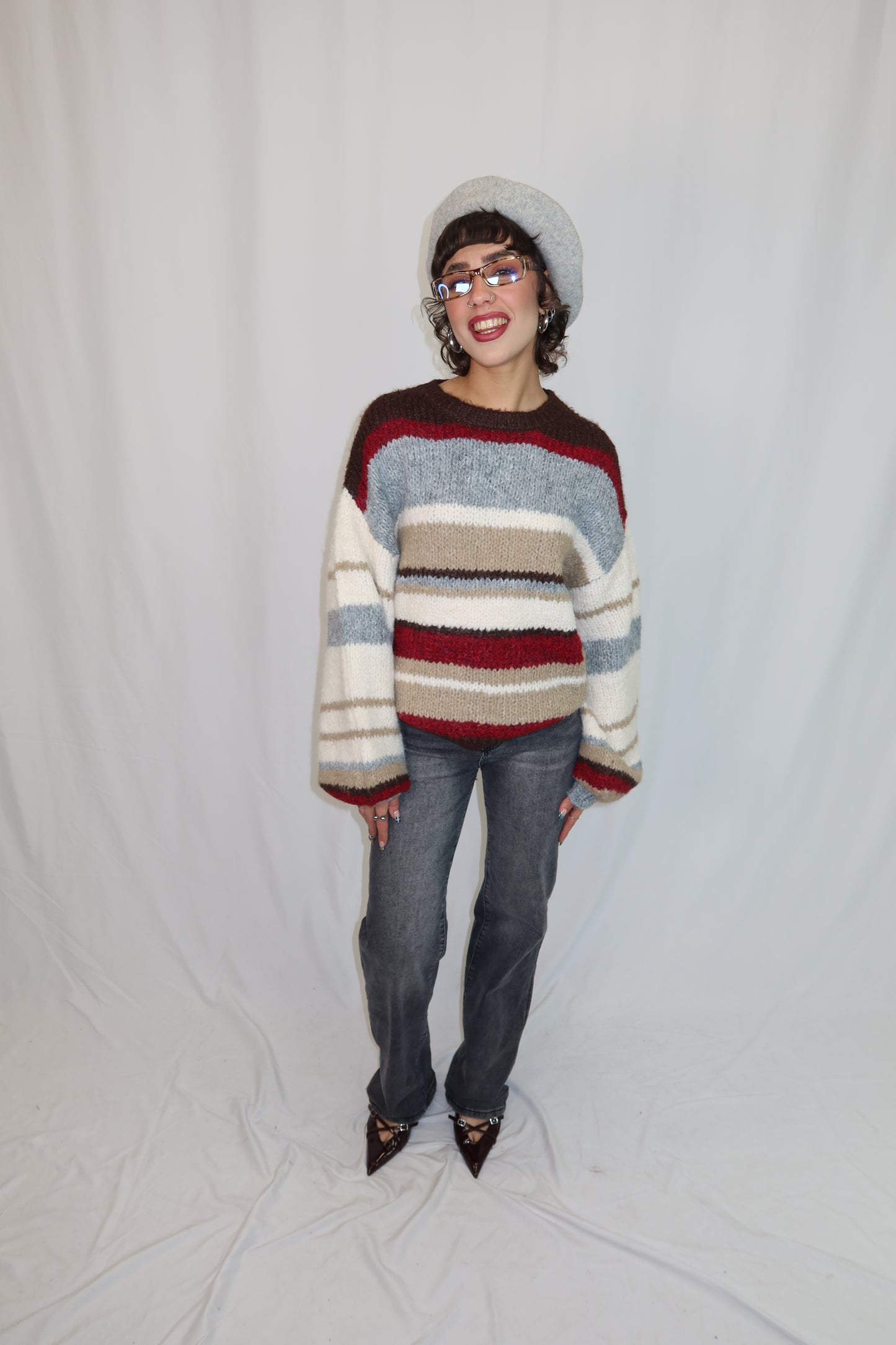 MAGLIONE “STRIPE” MARRONE