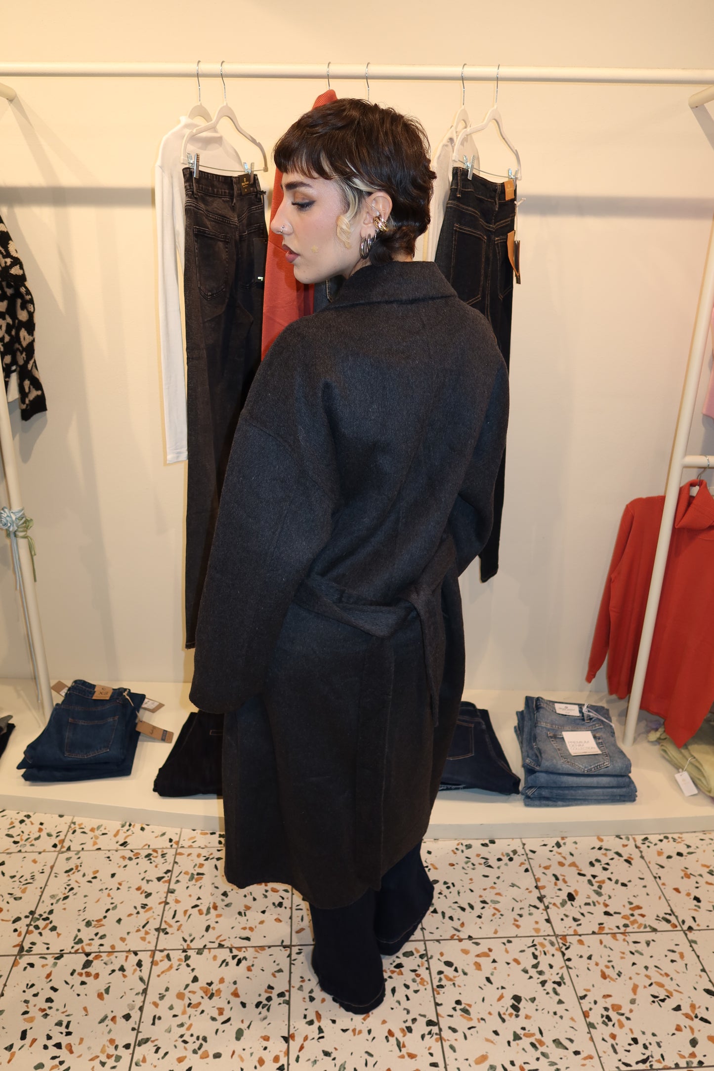 Cappotto grigio misto lana Save style J172835