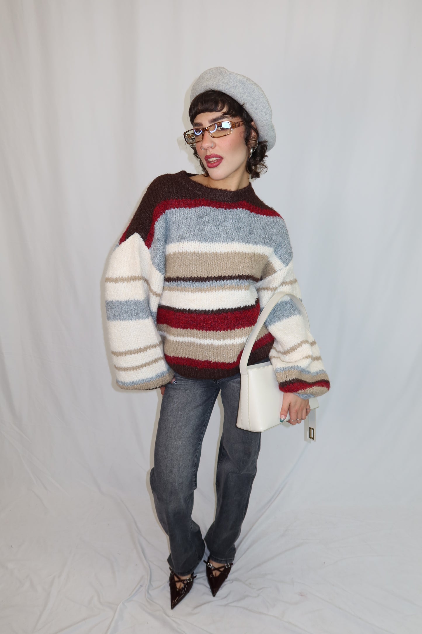 MAGLIONE “STRIPE” MARRONE