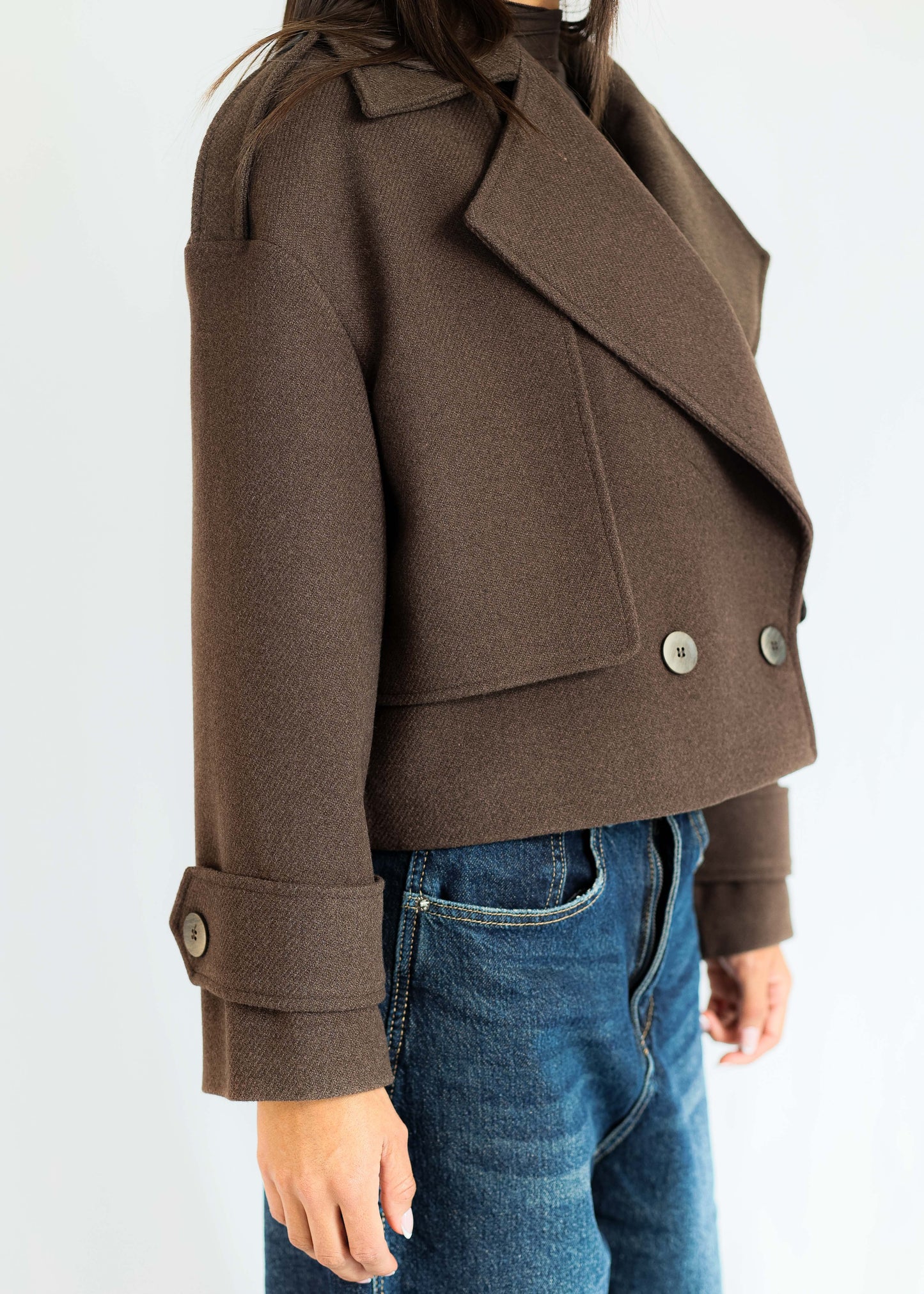MILANO CROPPED COAT - BROWN
