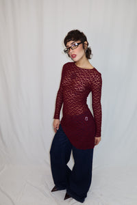 TOP LACE TWIST BORDEAUX