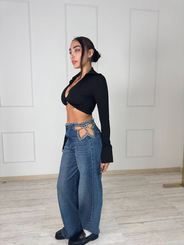 Crystal Cut-Out Jeans