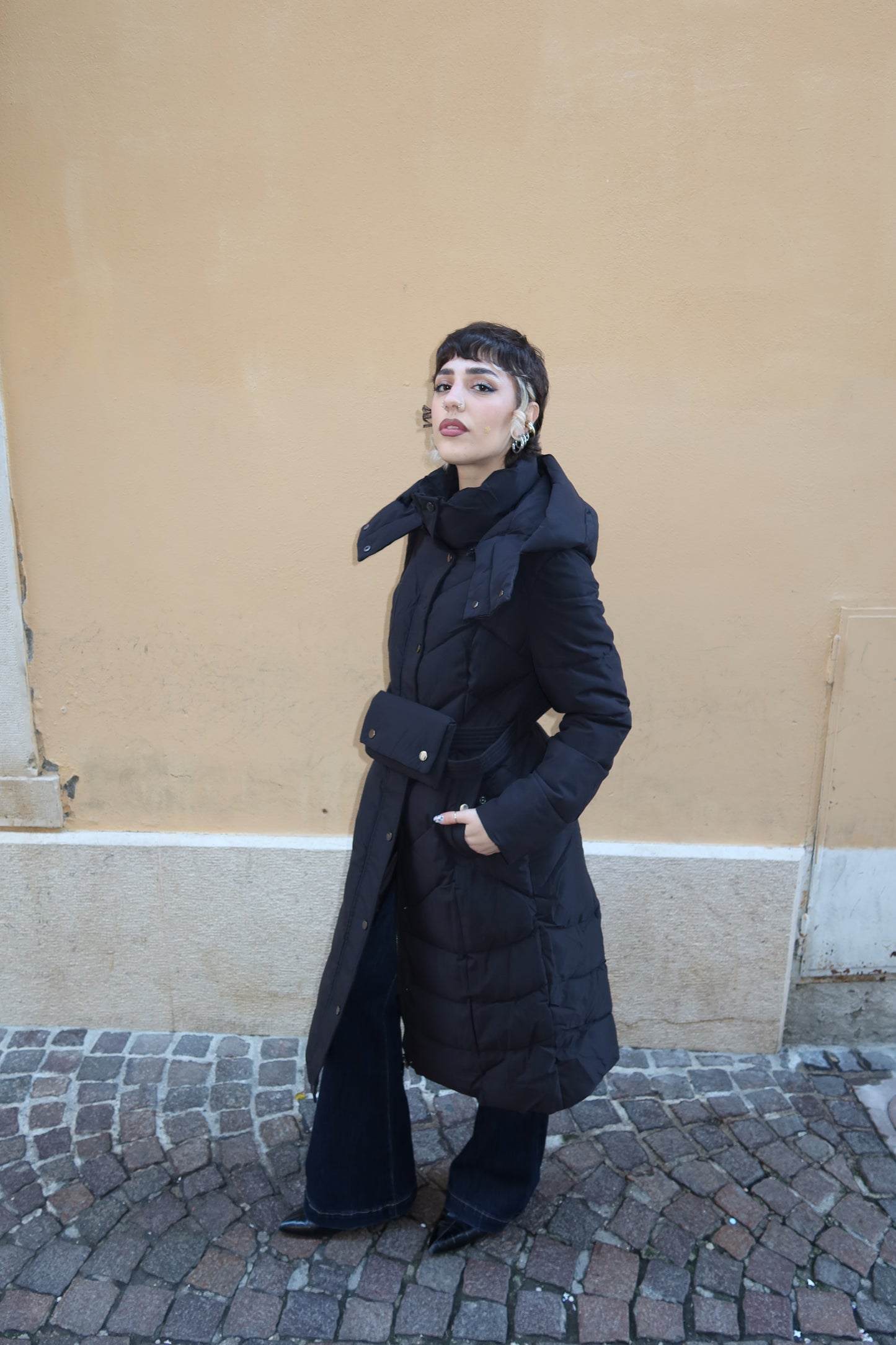 Piumino lungo nero 0B248015