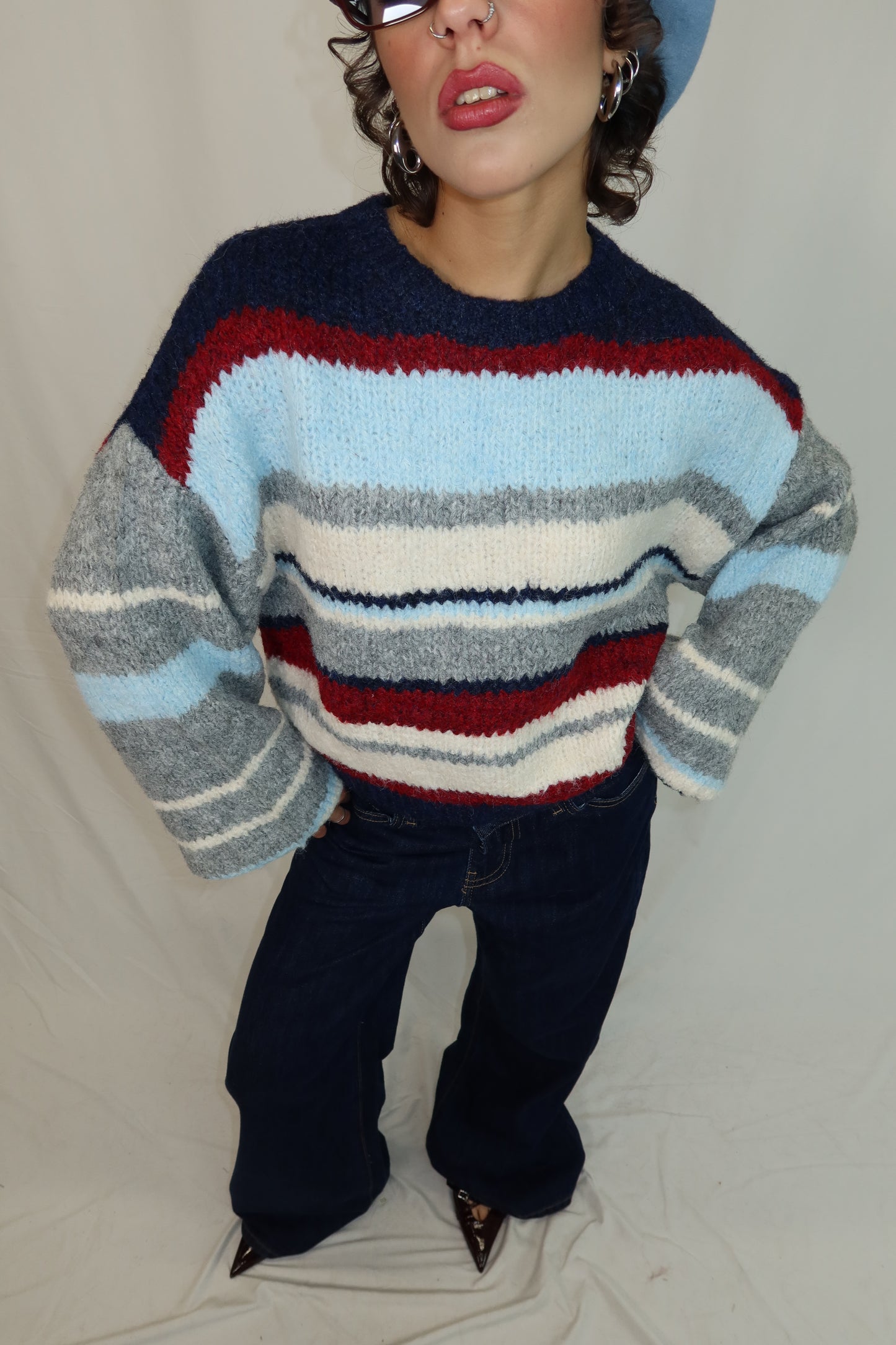 MAGLIONE “STRIPE” BLU