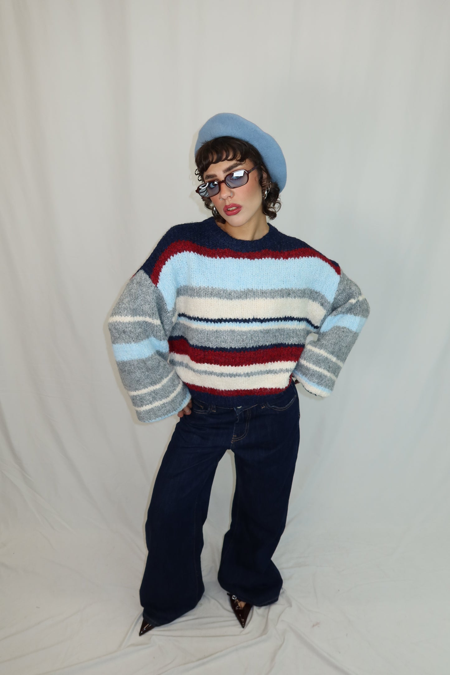 MAGLIONE “STRIPE” BLU