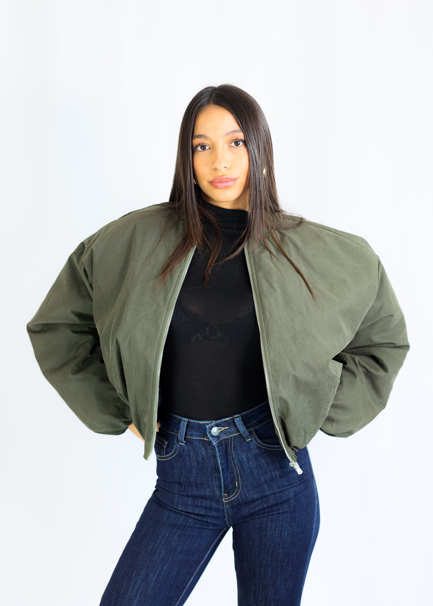 BOMBER SUEDE — VERDE MILITARE