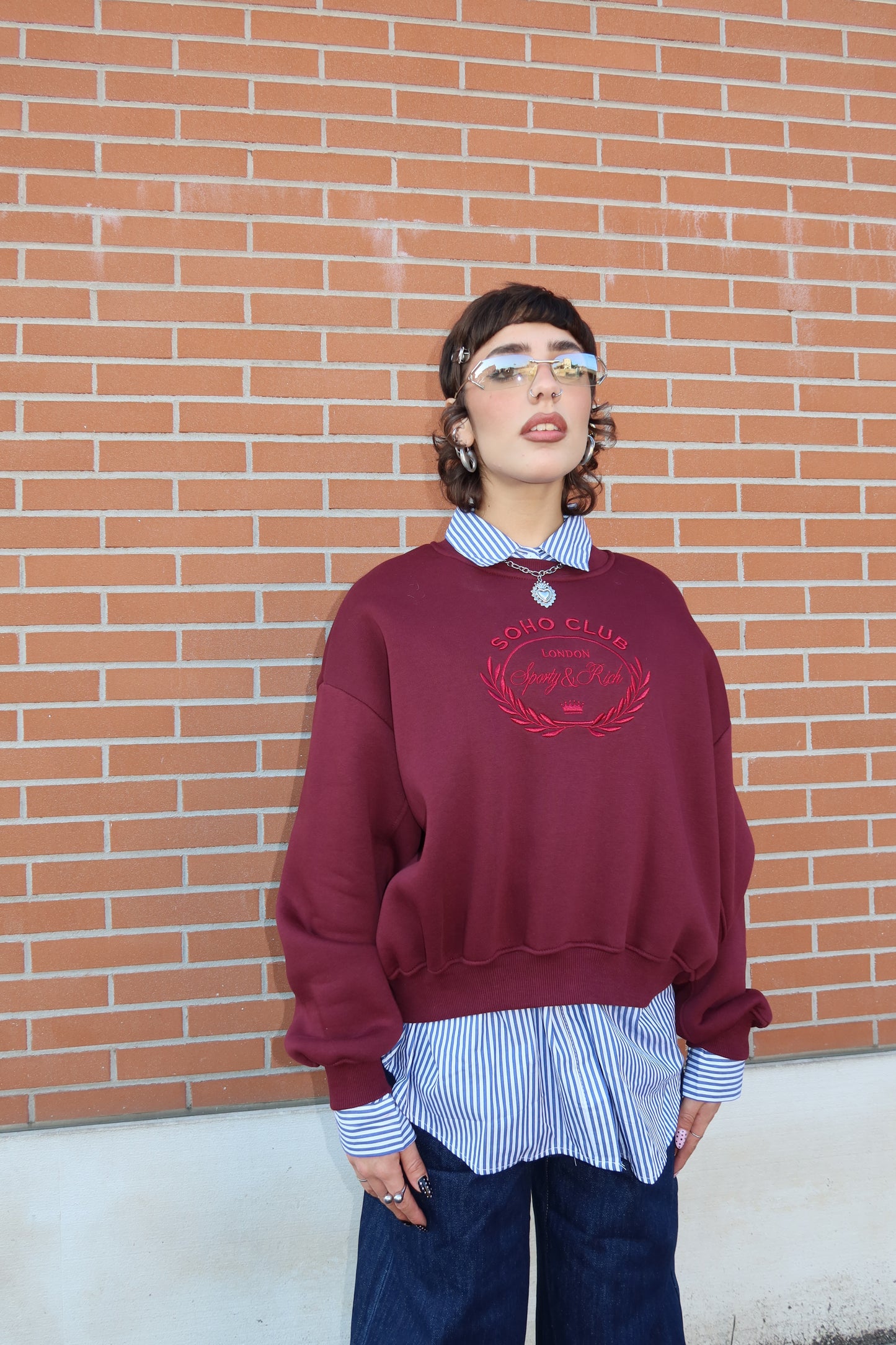 FELPA OVERSIZE “SOHO CLUB” BORDEAUX