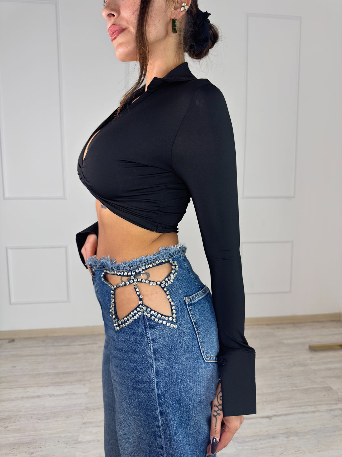 Crystal Cut-Out Jeans