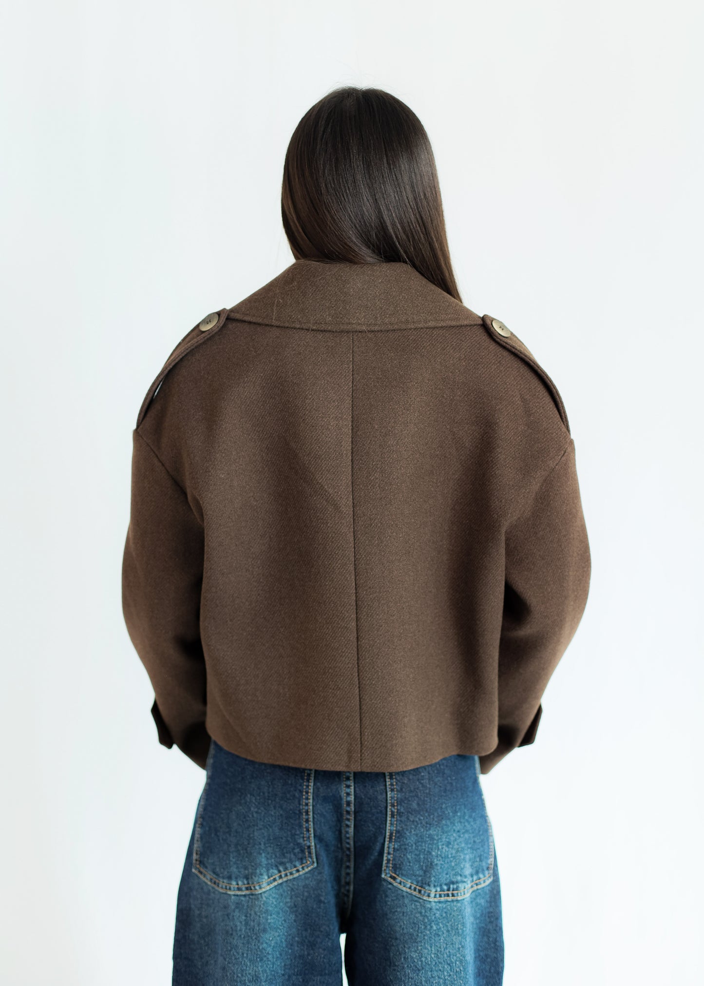 MILANO CROPPED COAT - BROWN