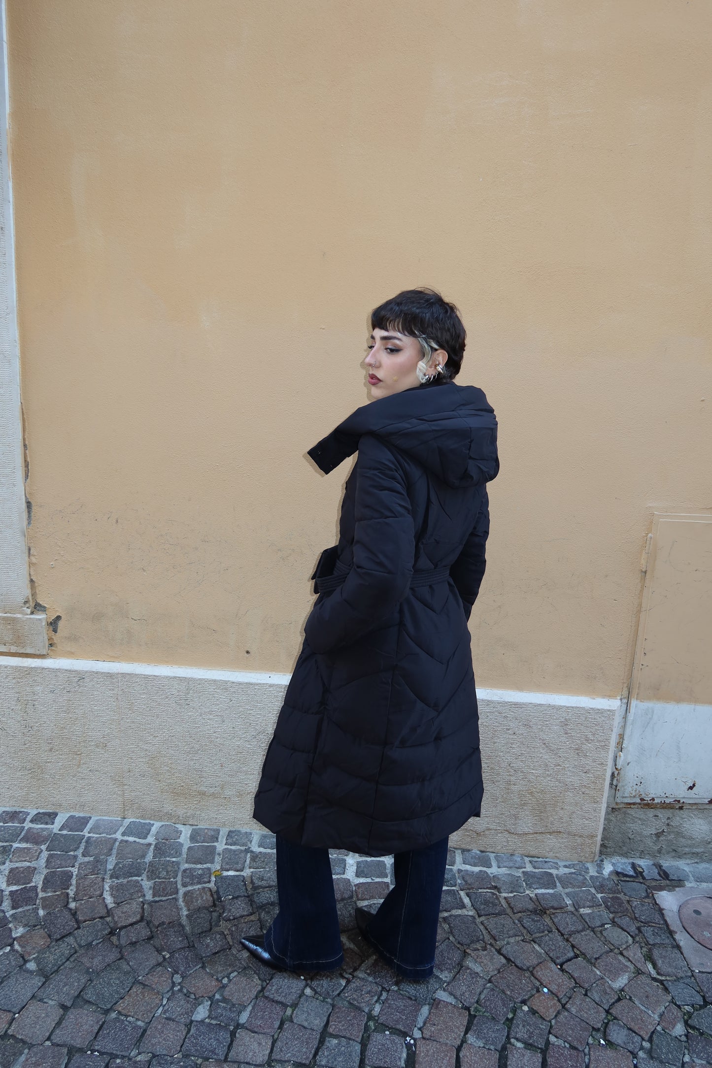 Piumino lungo nero 0B248015