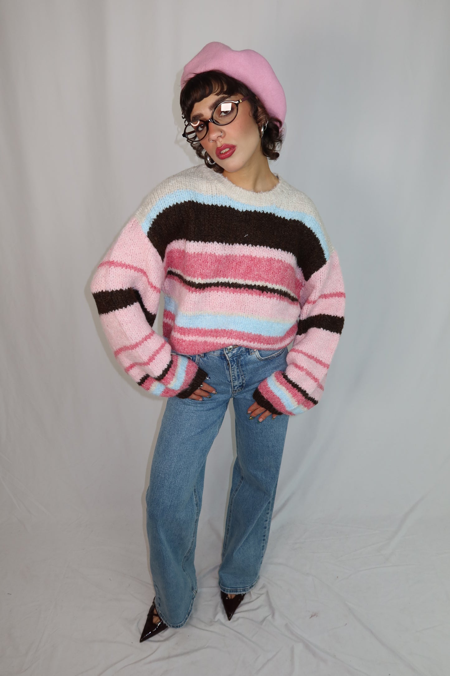 MAGLIONE “STRIPE” ROSA