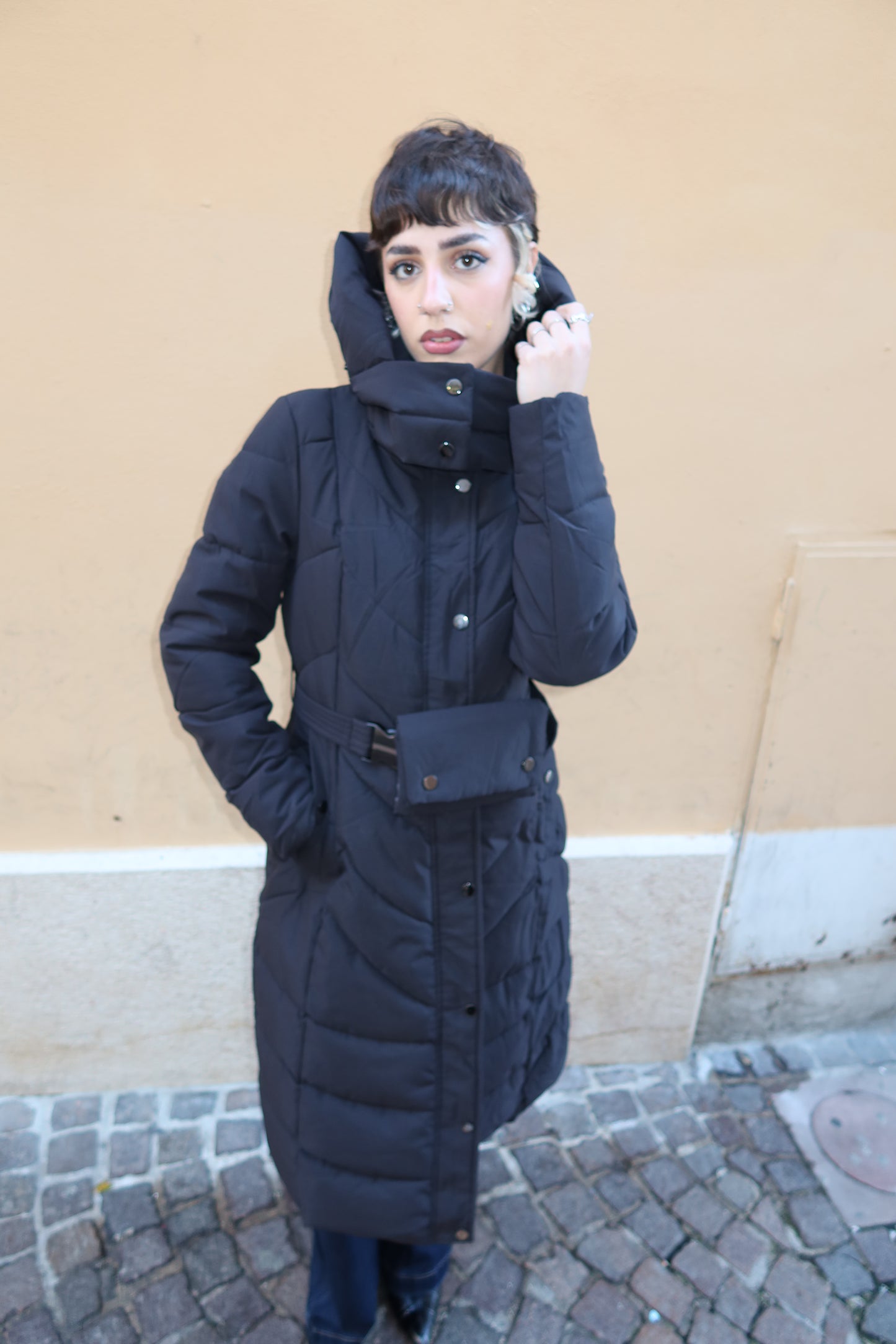 Piumino lungo nero 0B248015