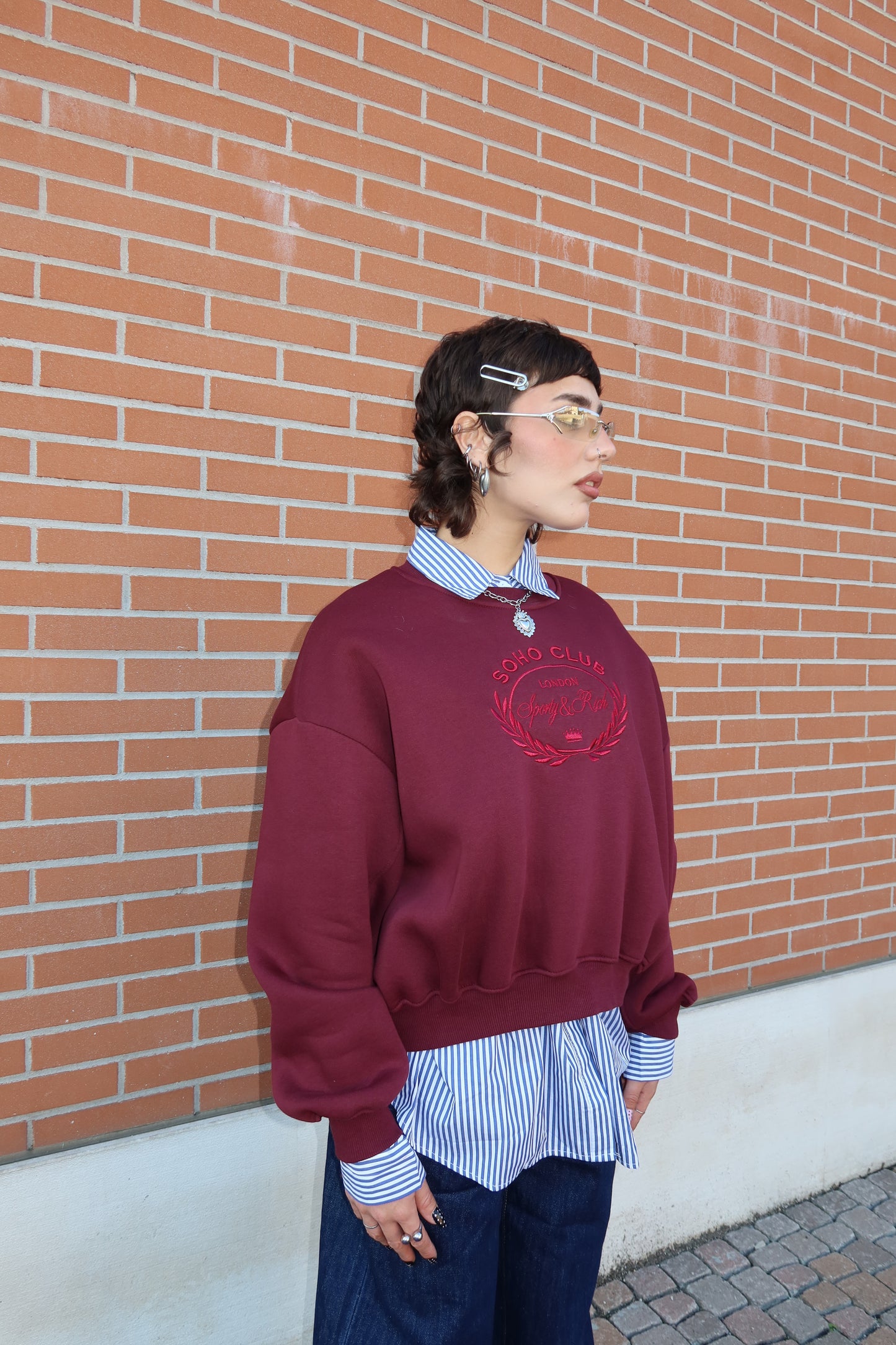 FELPA OVERSIZE “SOHO CLUB” BORDEAUX