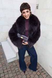 FAUX FUR CROPPED JACKET - VIOLET