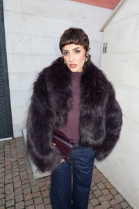 FAUX FUR CROPPED JACKET - VIOLET
