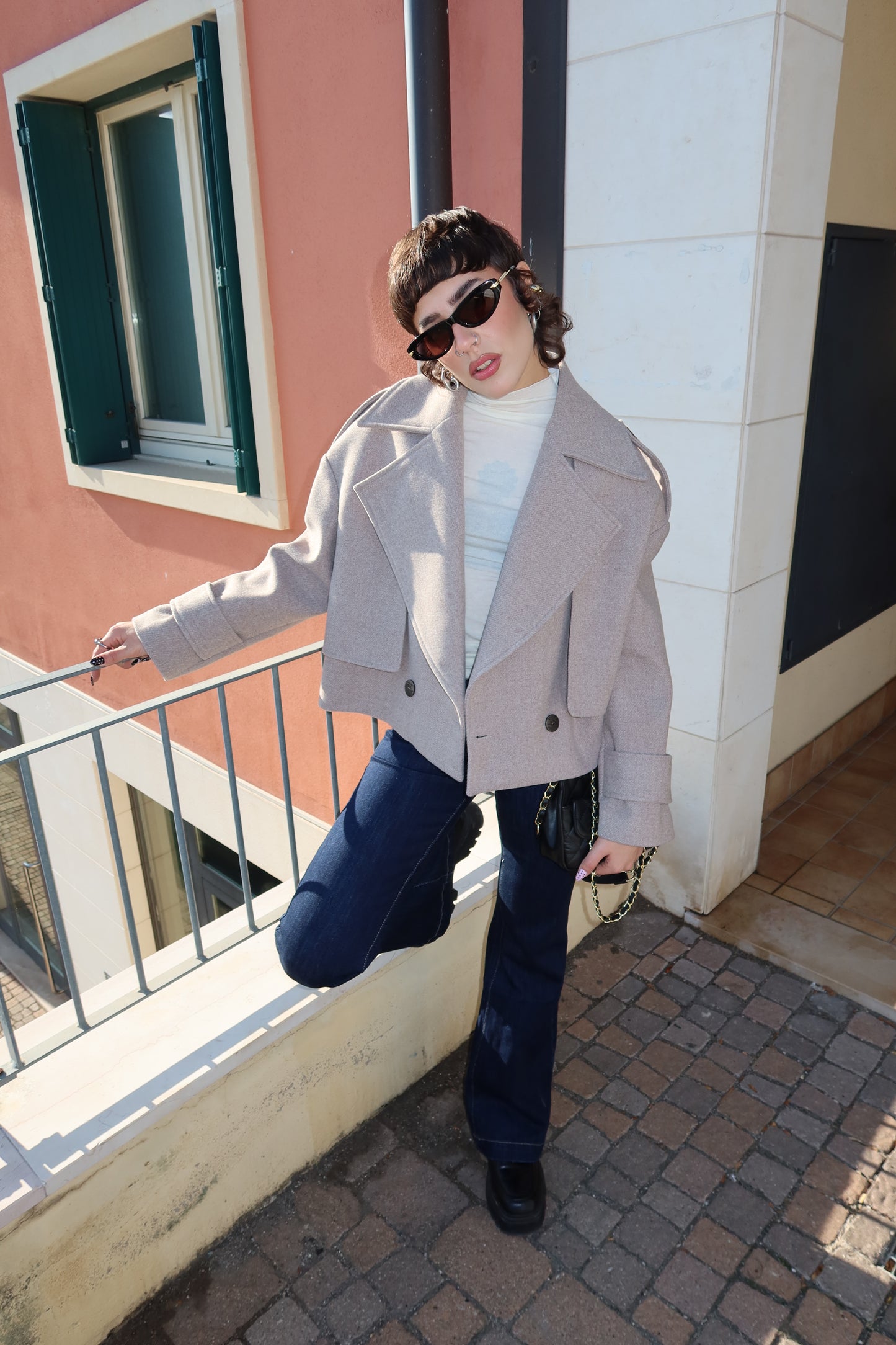 MILANO CROPPED COAT - SOFT GREY