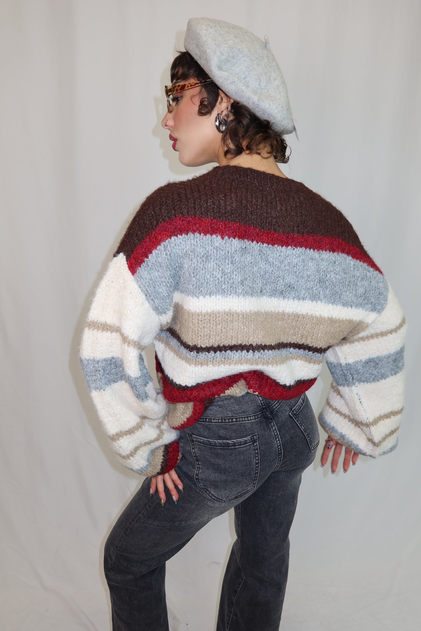 MAGLIONE “STRIPE” MARRONE