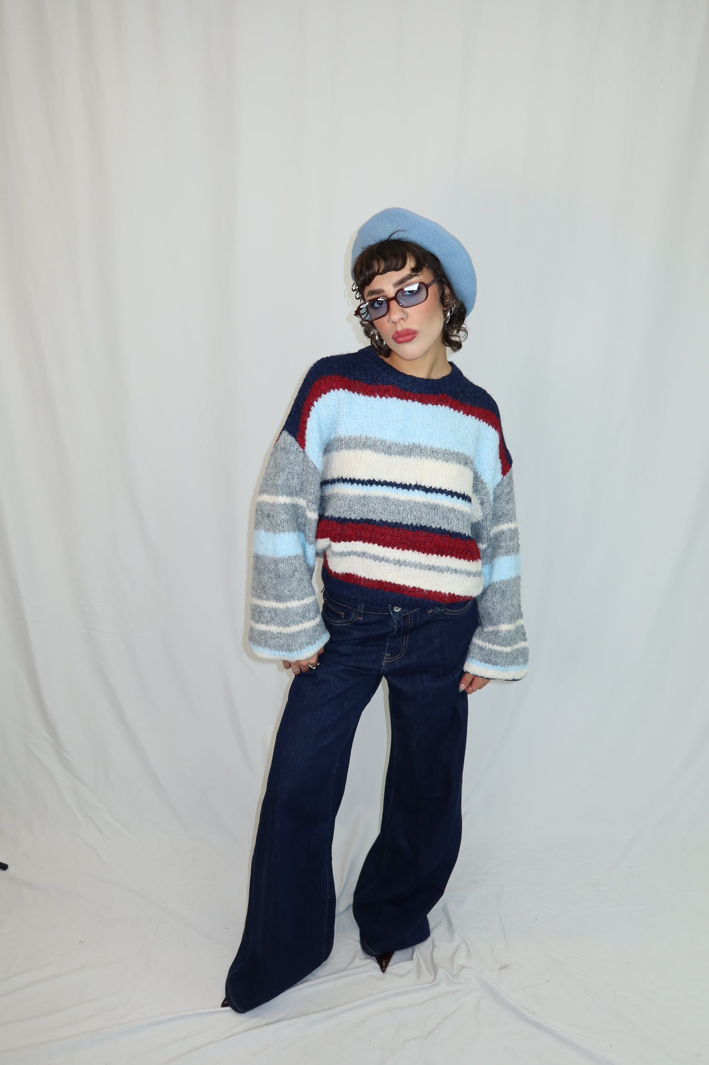 MAGLIONE “STRIPE” BLU