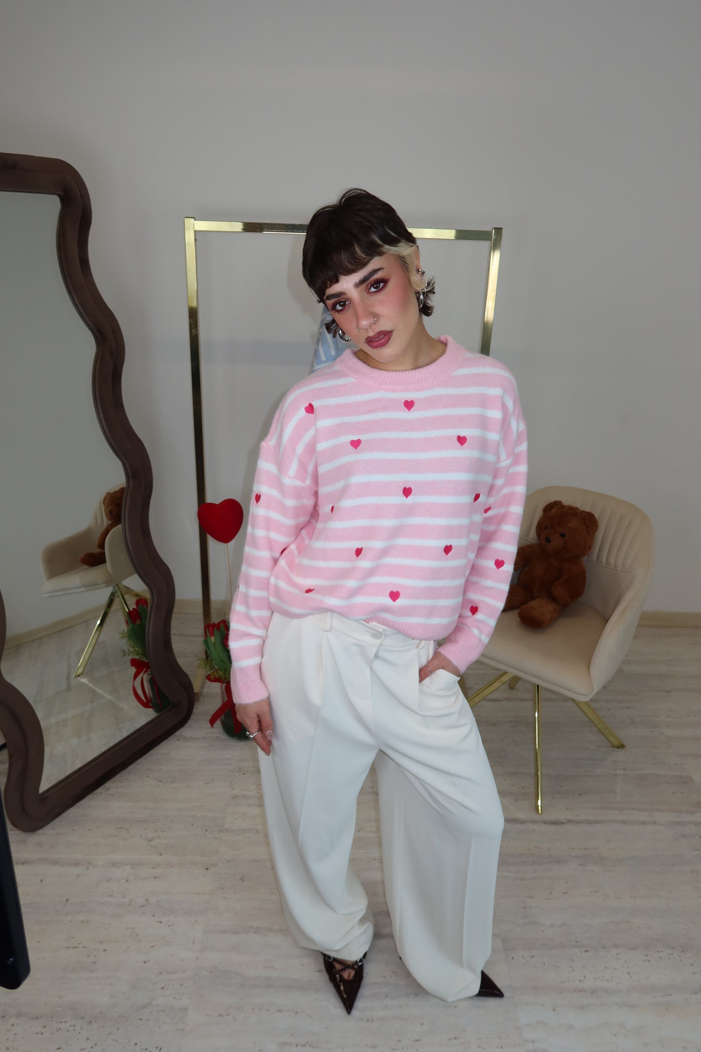 Maglione a Righe  “Pink Luv”