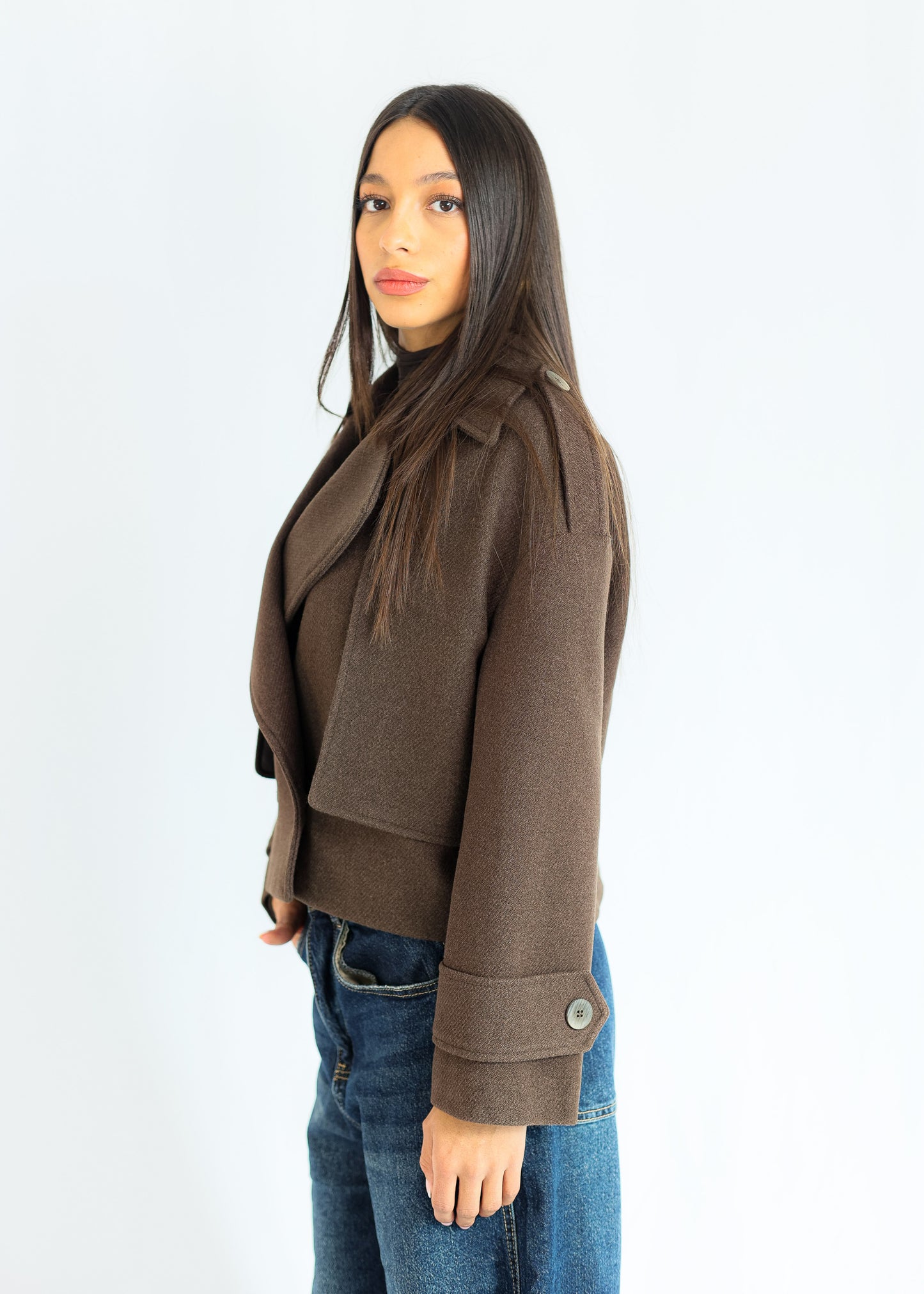 MILANO CROPPED COAT - BROWN