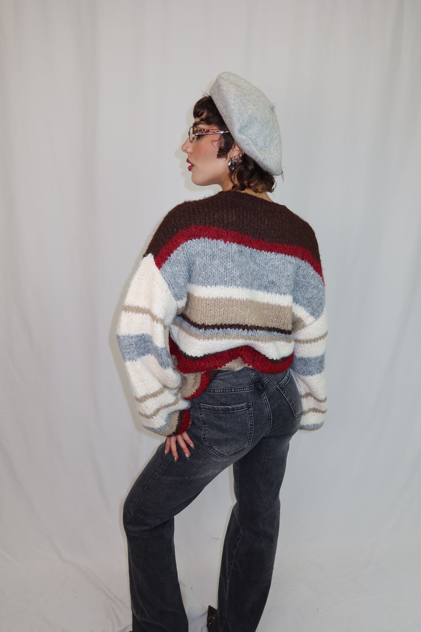 MAGLIONE “STRIPE” MARRONE