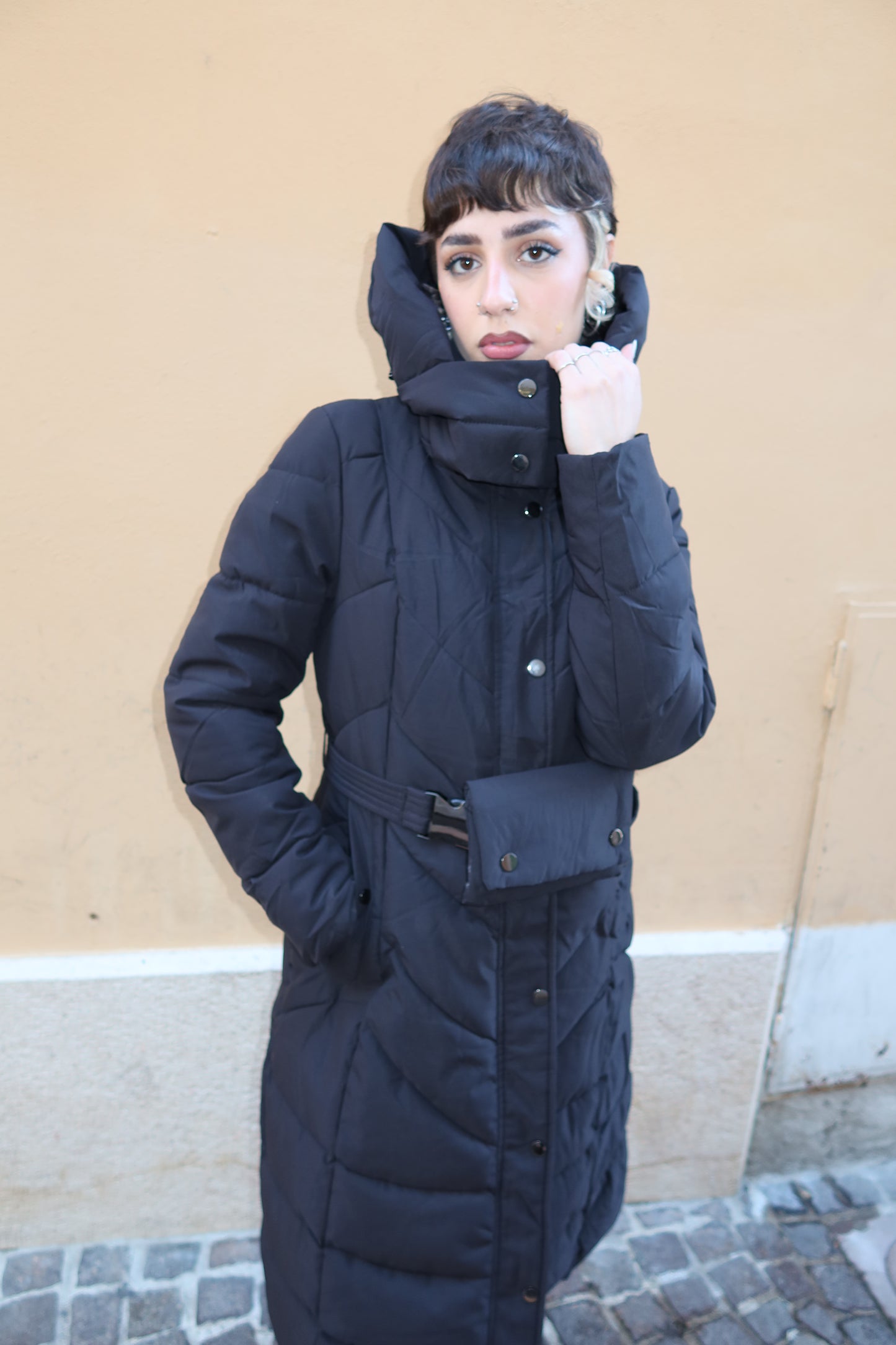 Piumino lungo nero 0B248015