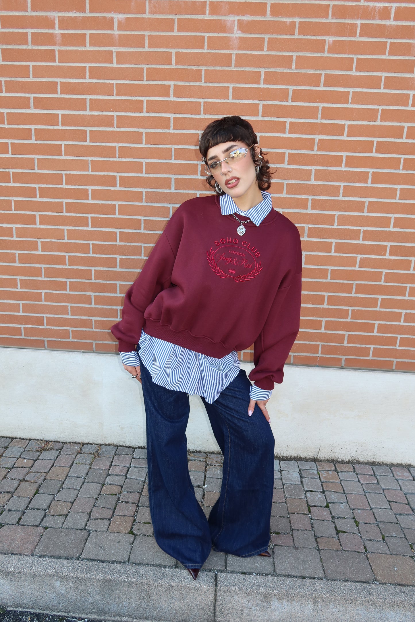 FELPA OVERSIZE “SOHO CLUB” BORDEAUX