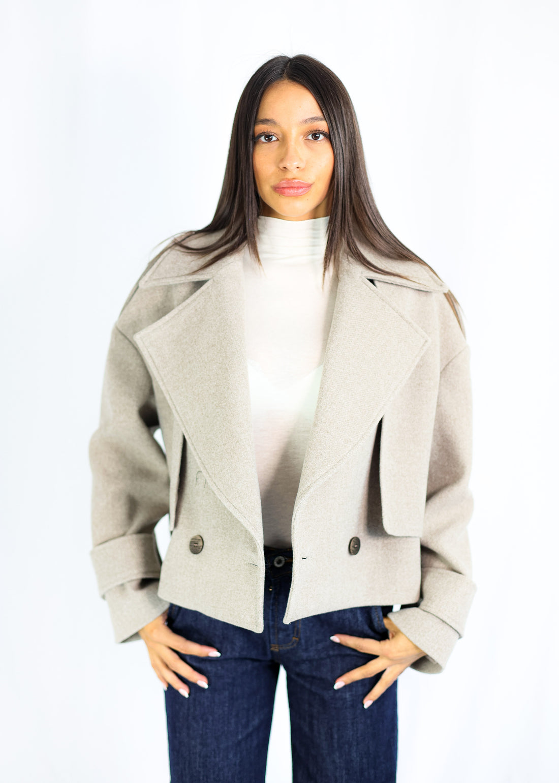 MILANO CROPPED COAT - SOFT GREY U497