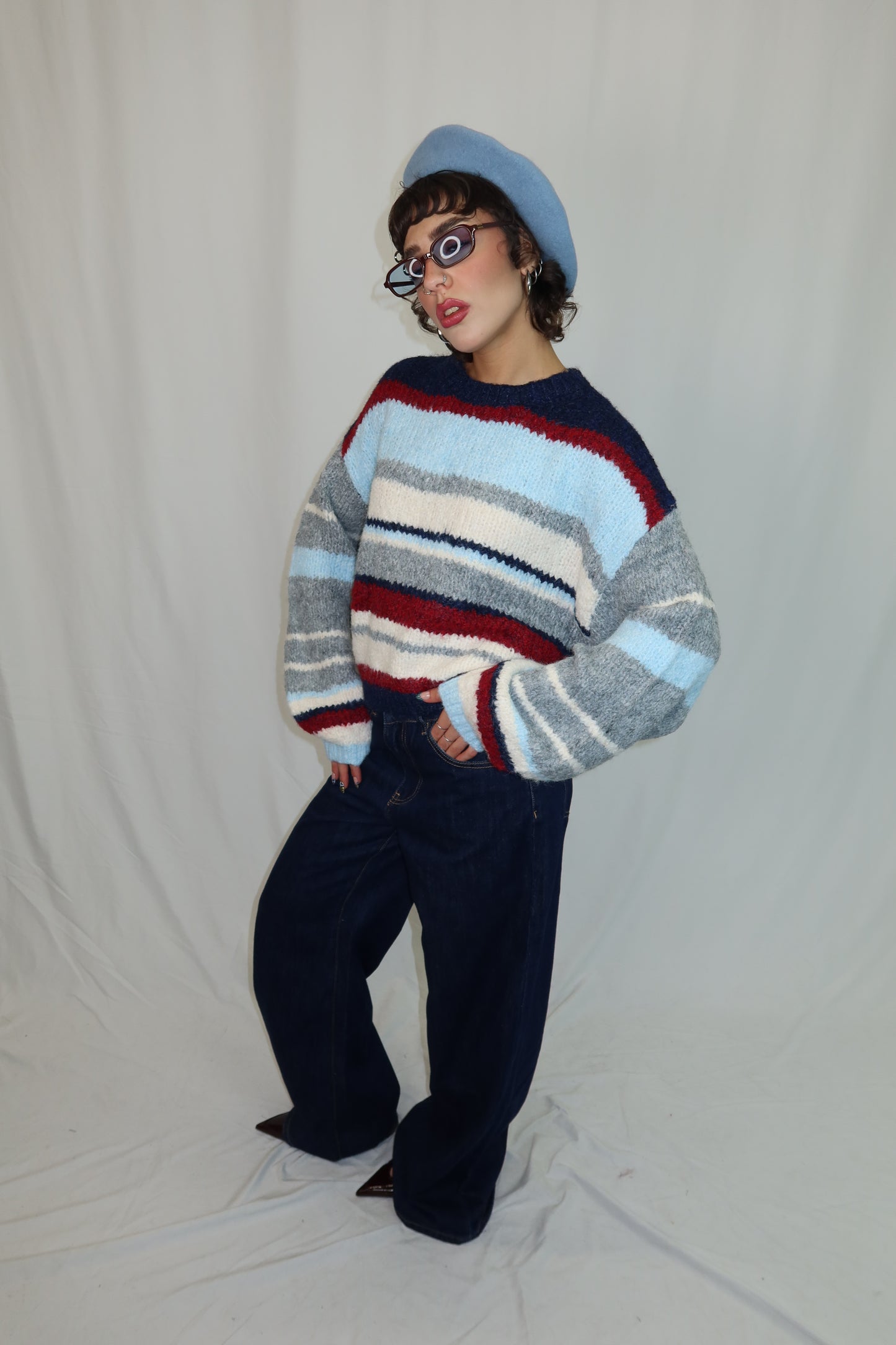 MAGLIONE “STRIPE” BLU