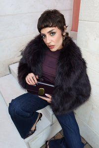 FAUX FUR CROPPED JACKET - VIOLET