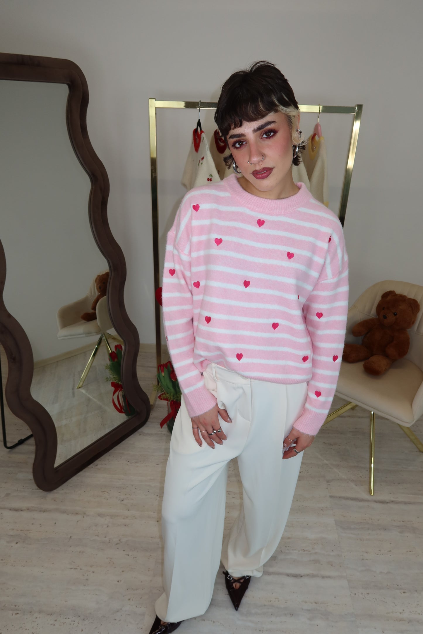 Maglione a Righe  “Pink Luv”