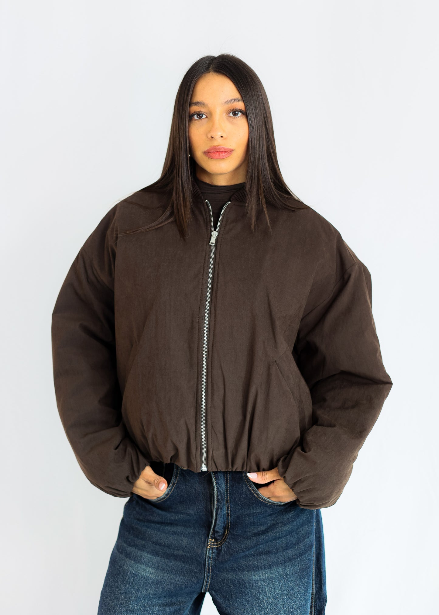 BOMBER SUEDE — BROWN