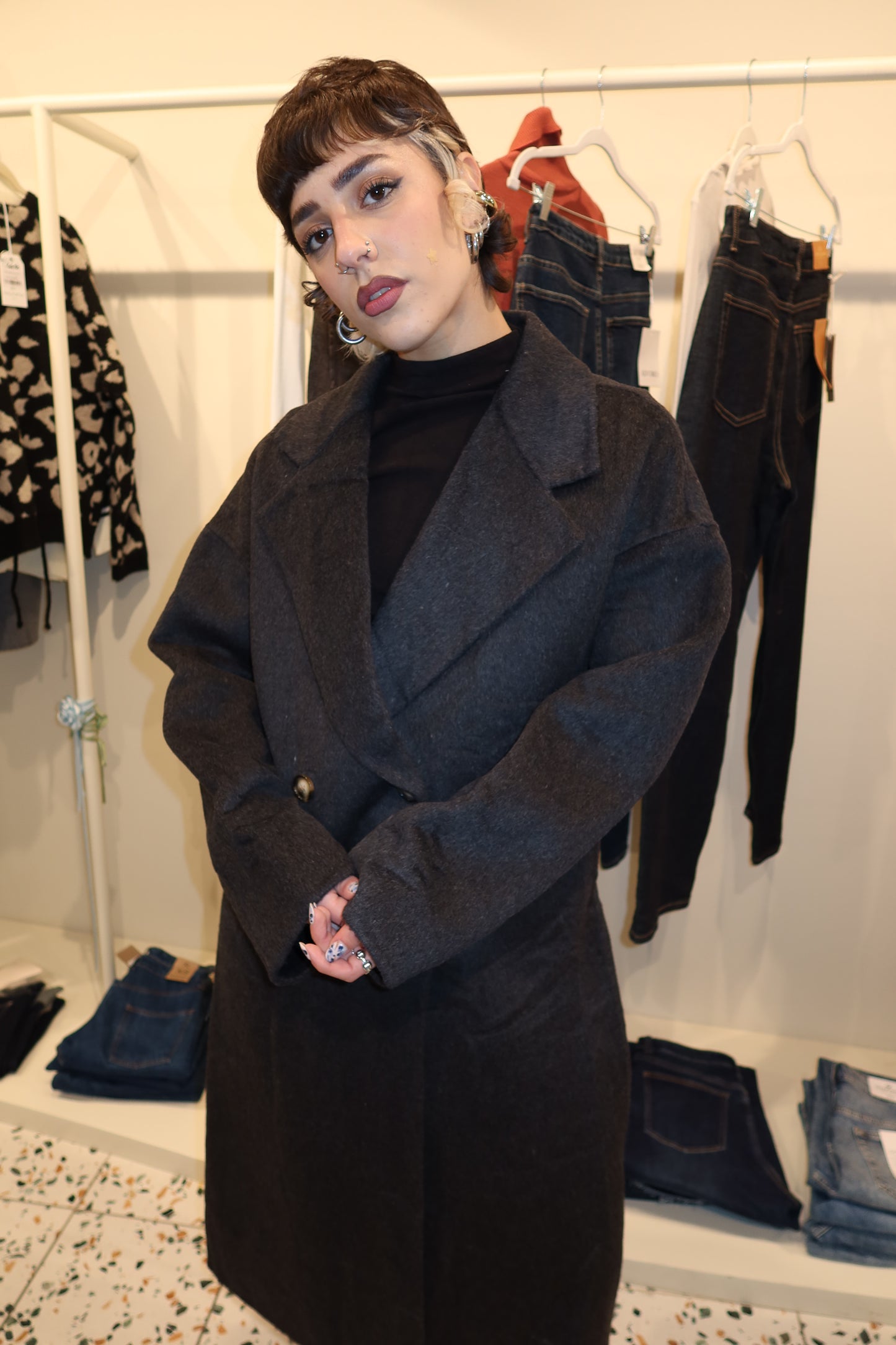 Cappotto grigio misto lana Save style J172835