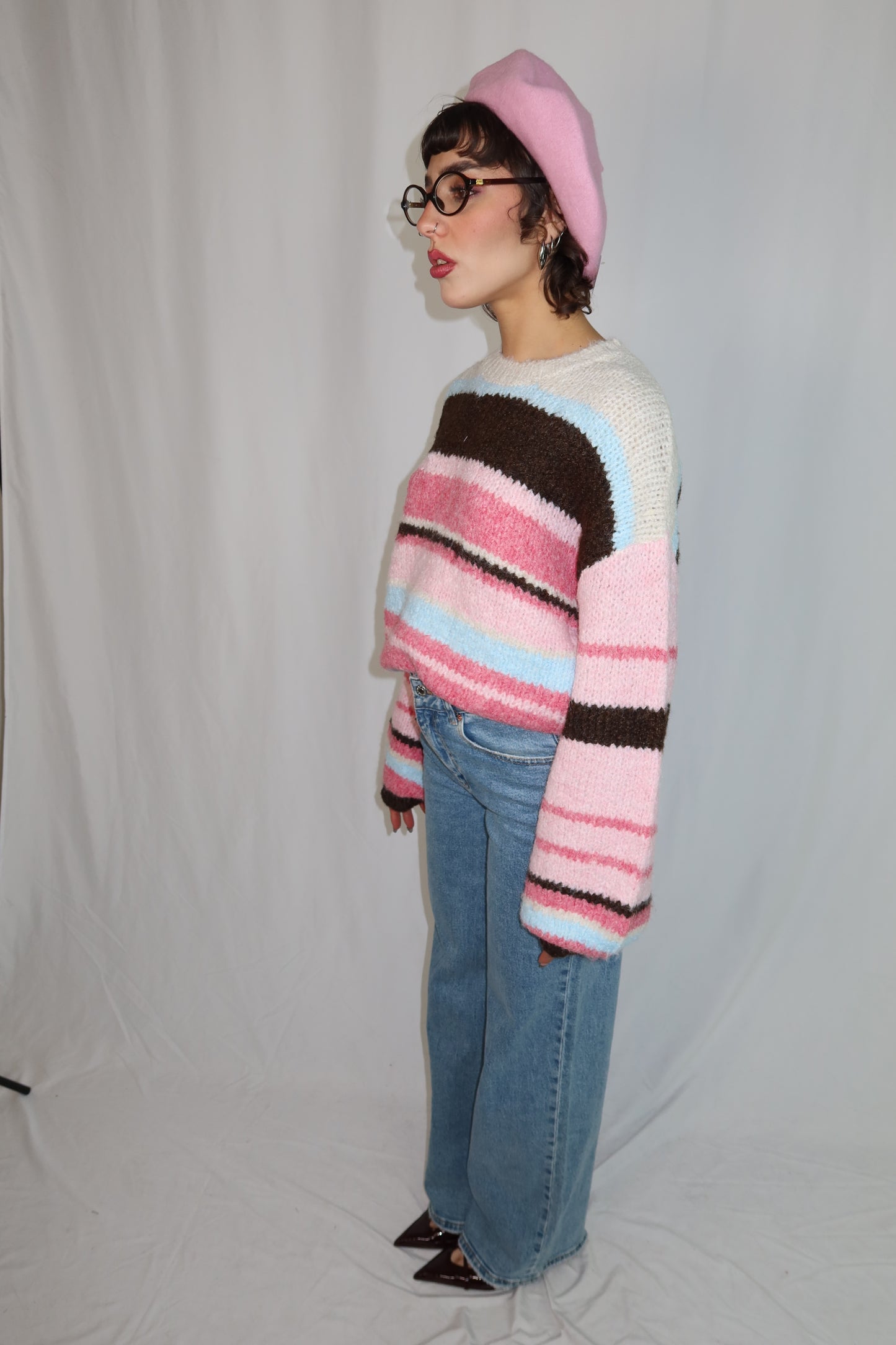 MAGLIONE “STRIPE” ROSA