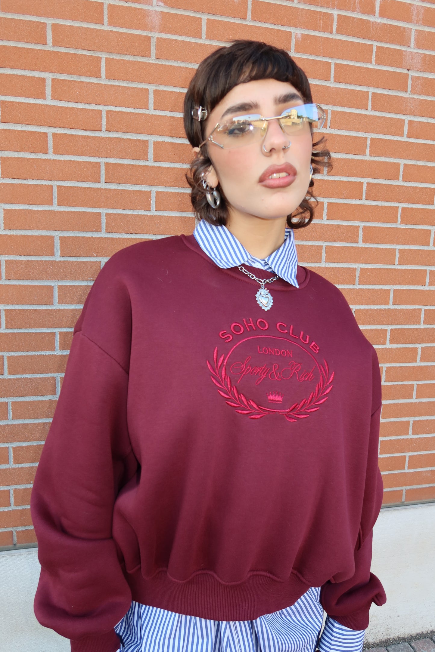 FELPA OVERSIZE “SOHO CLUB” BORDEAUX