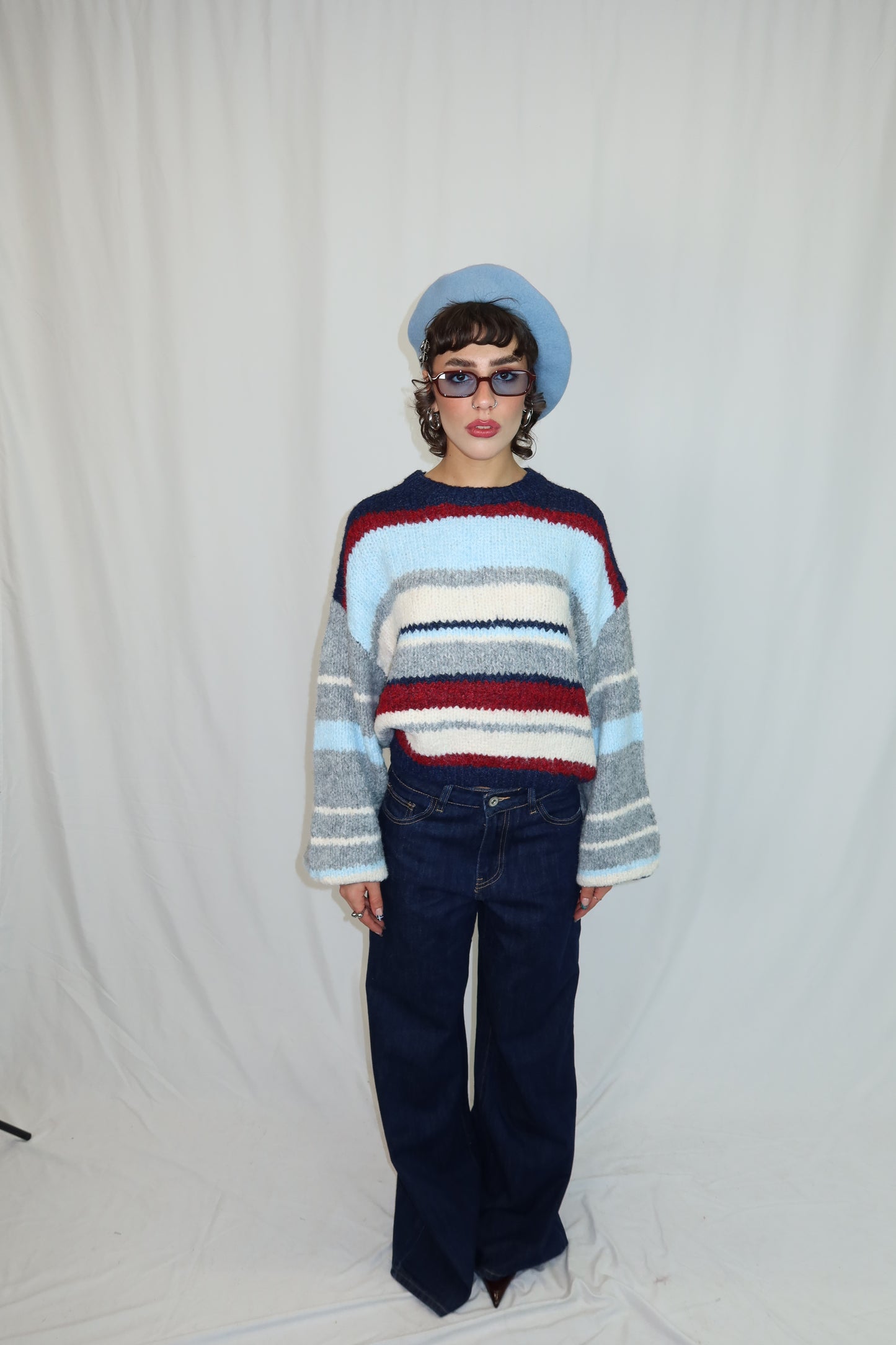 MAGLIONE “STRIPE” BLU