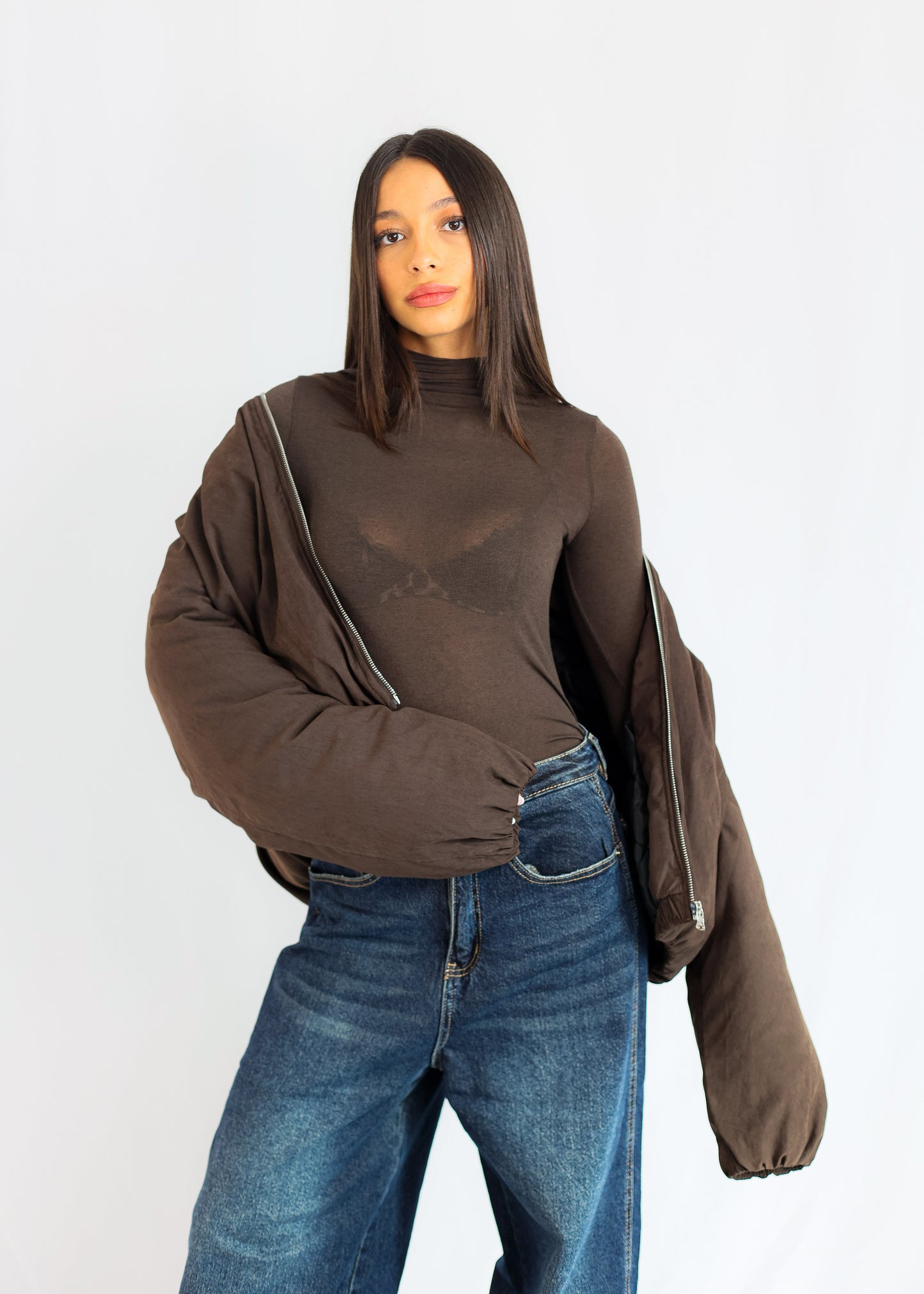 BOMBER SUEDE — BROWN