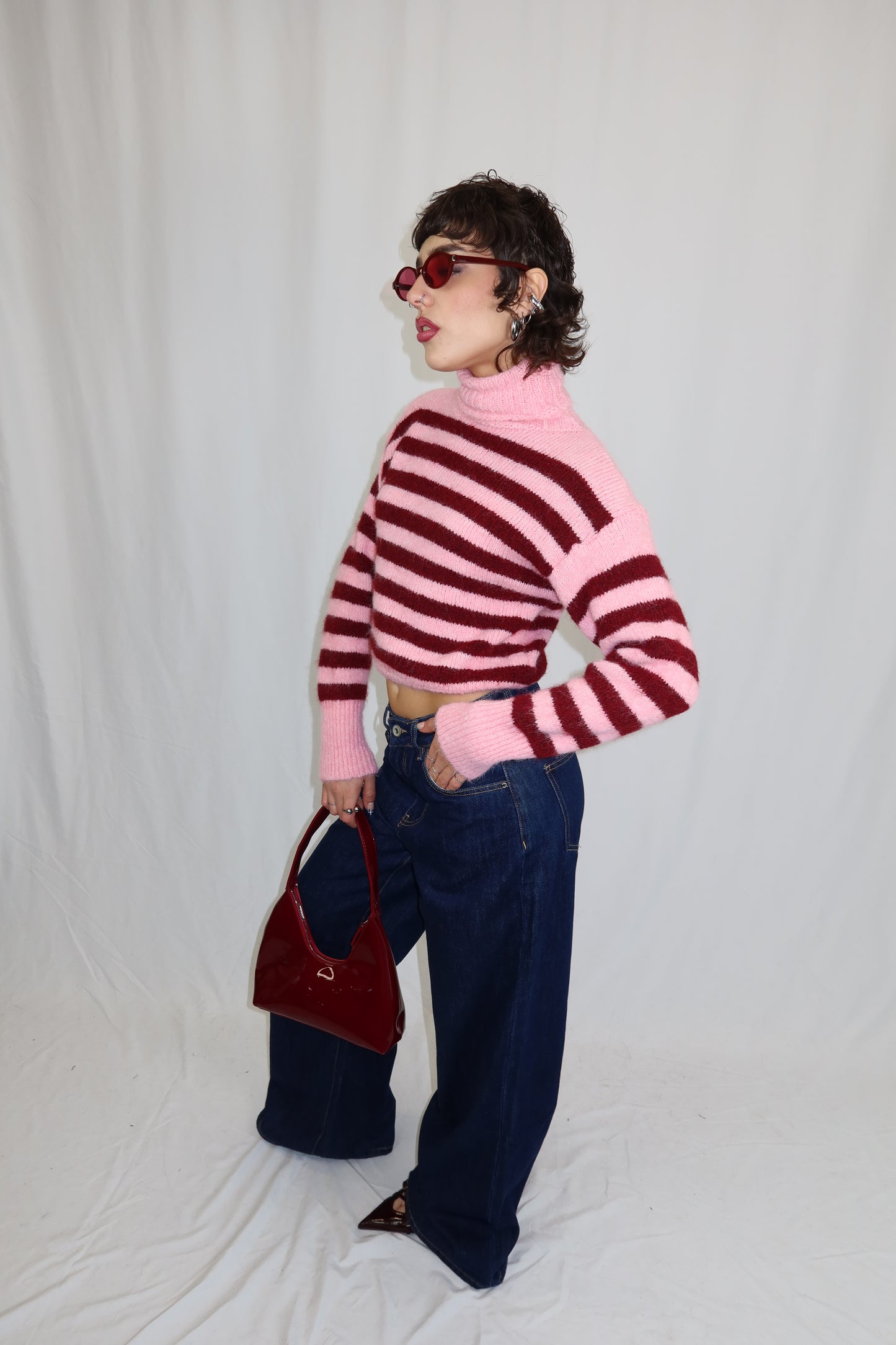 MAGLIONE CORTO COLLO ALTO- CANDY STRIPE