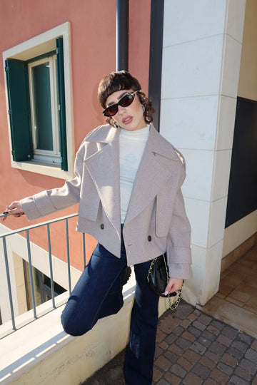 MILANO CROPPED COAT - SOFT GREY U497