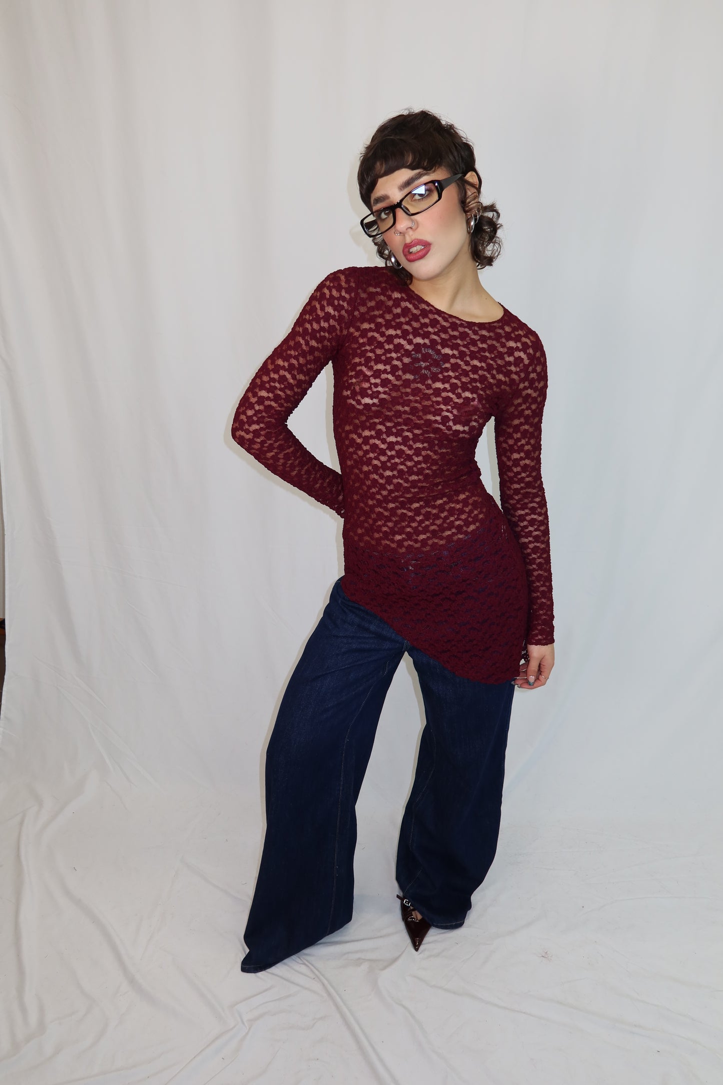 TOP LACE TWIST BORDEAUX