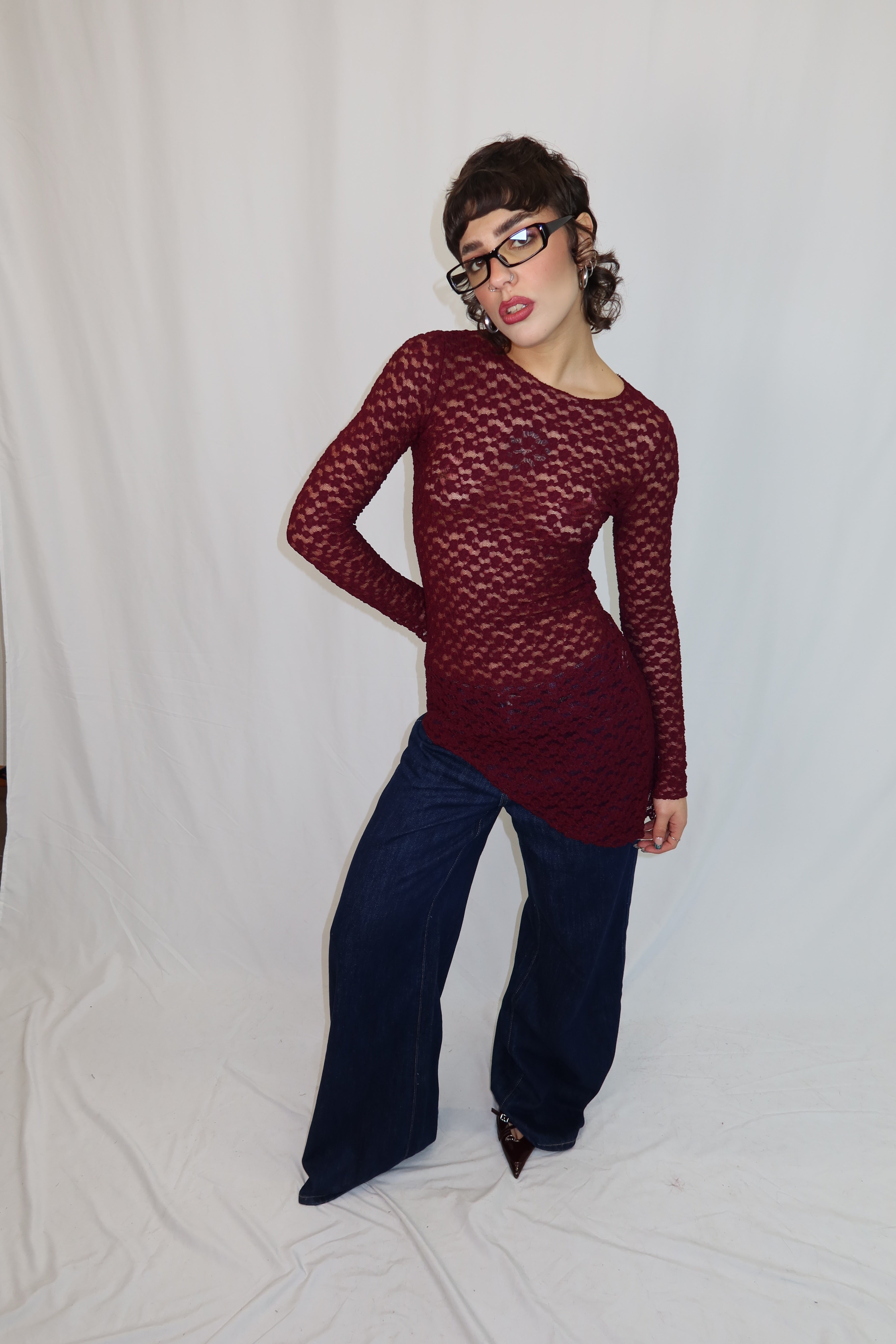 TOP LACE TWIST BORDEAUX