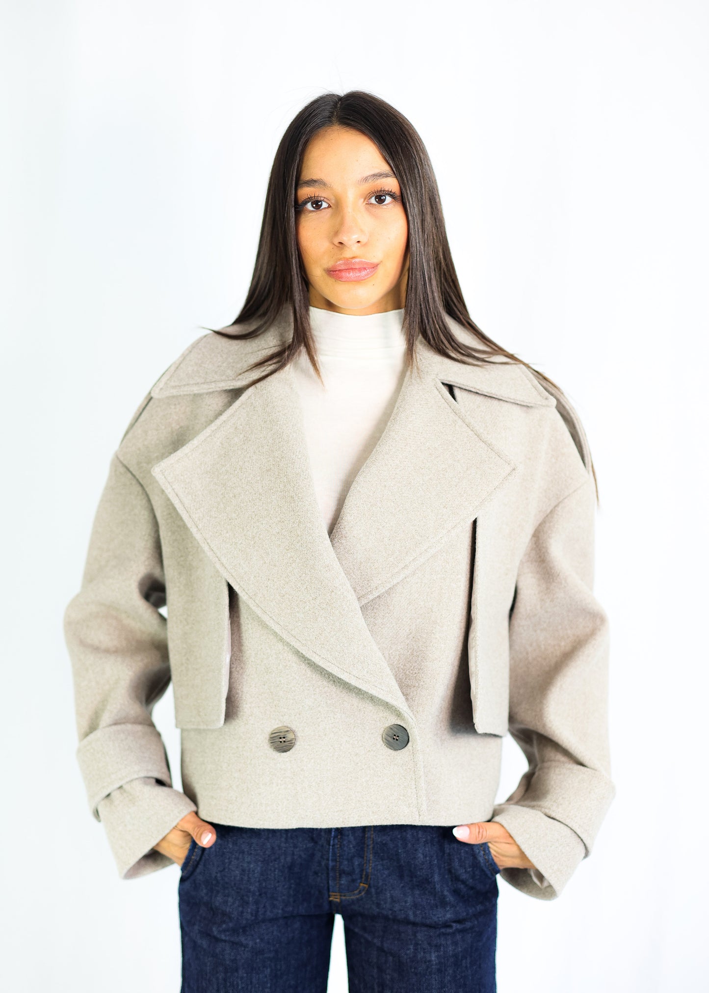 MILANO CROPPED COAT - SOFT GREY
