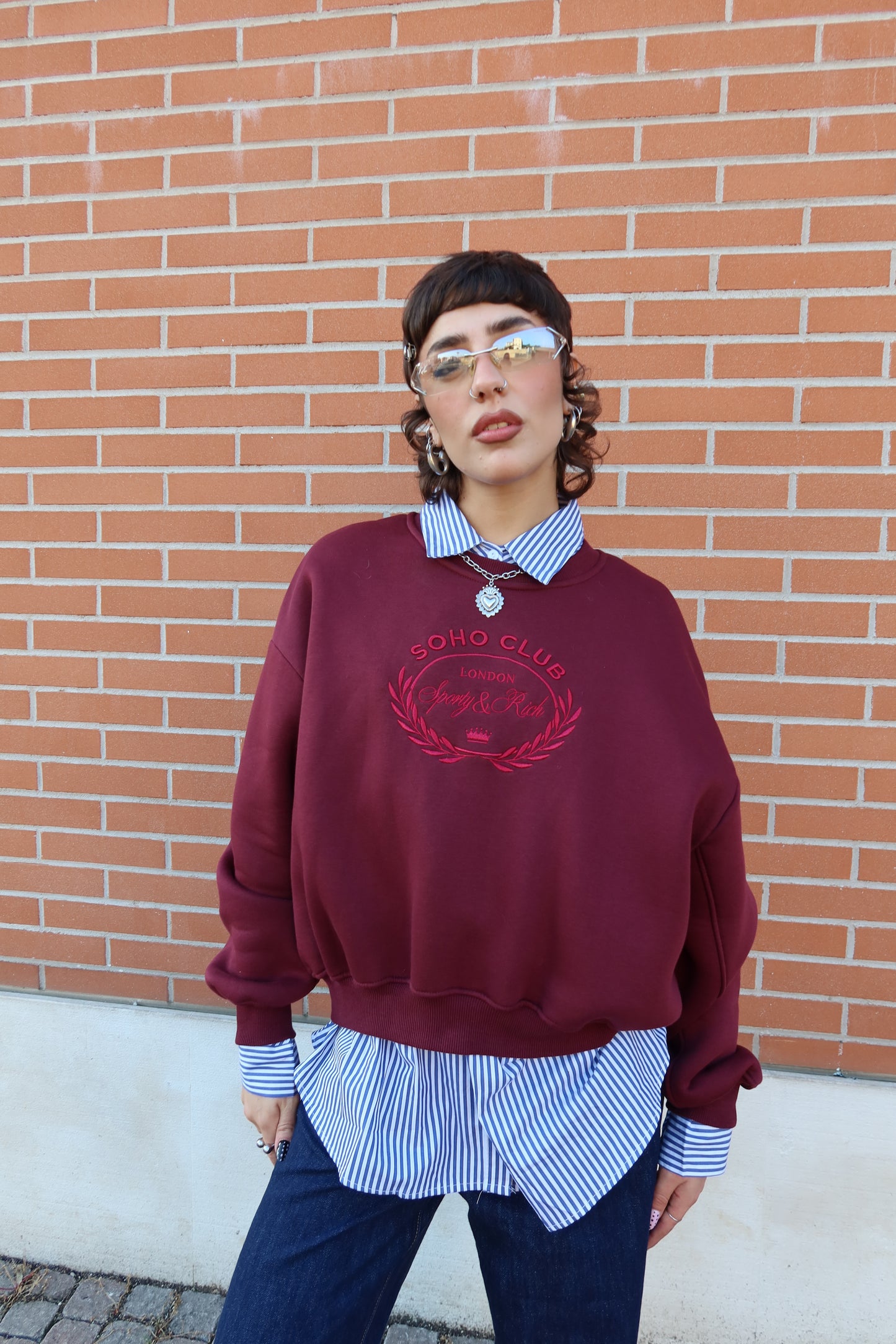 FELPA OVERSIZE “SOHO CLUB” BORDEAUX