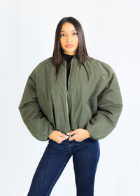 BOMBER SUEDE — VERDE MILITARE