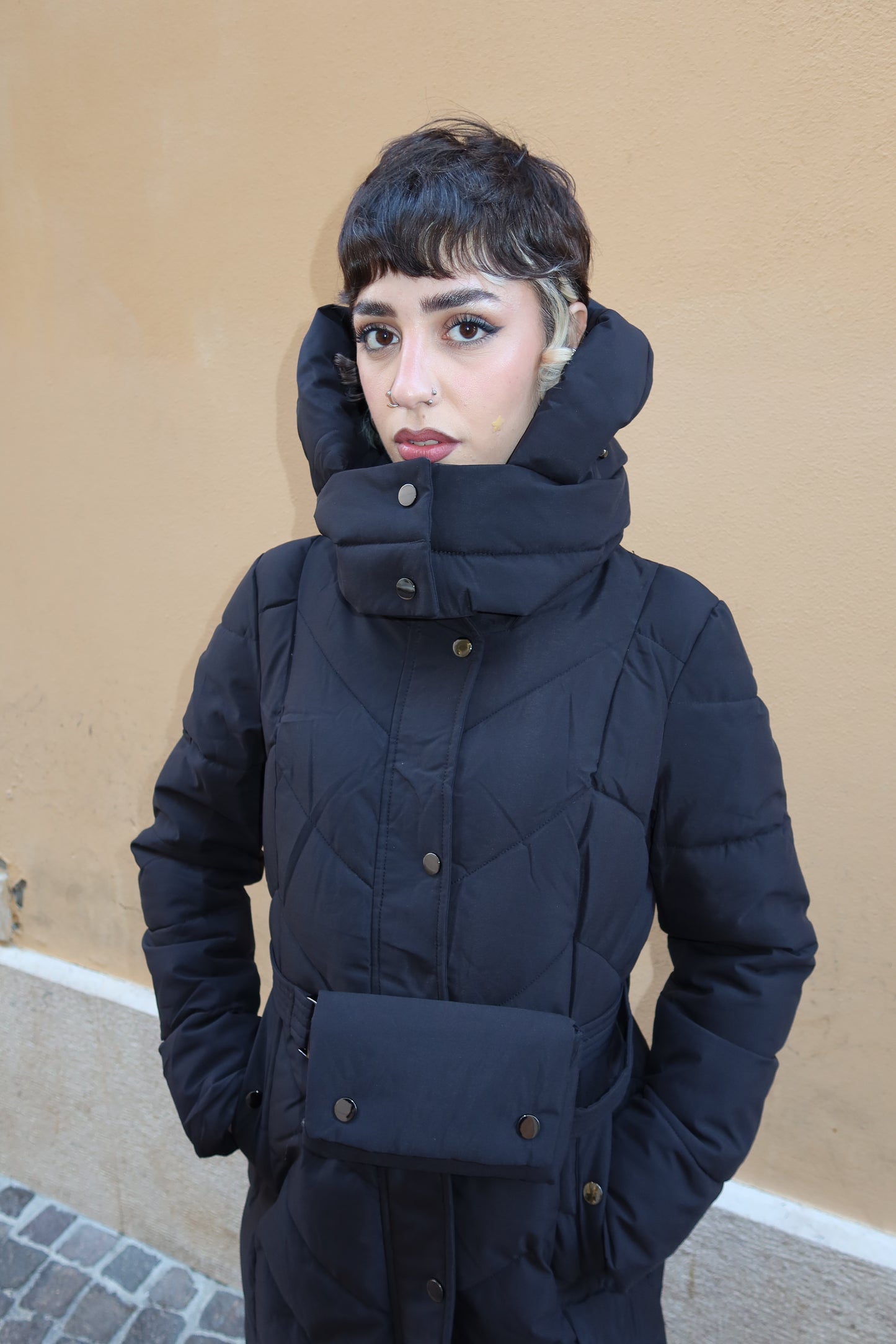 Piumino lungo nero 0B248015